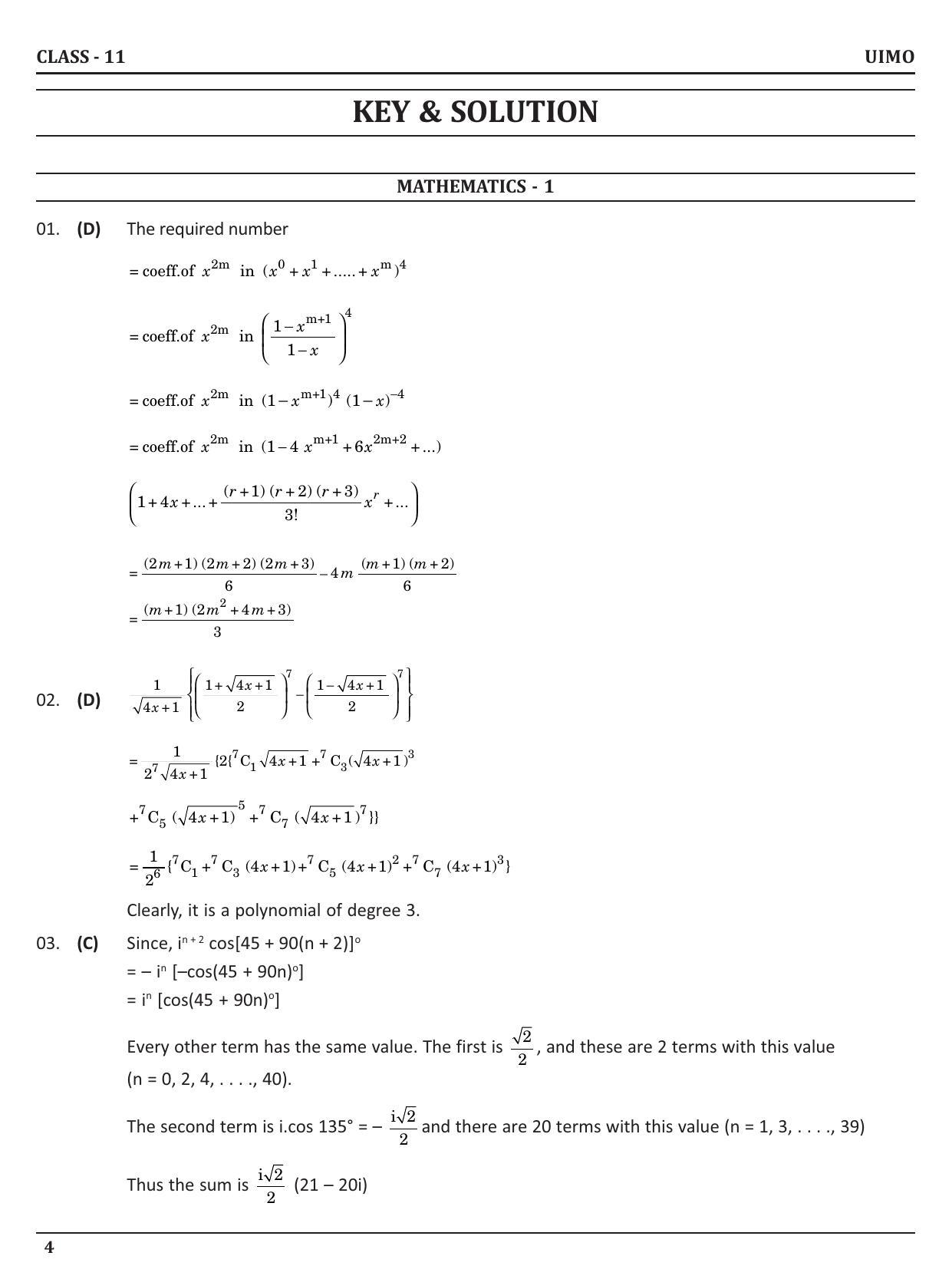 UIMO Class 11 2023 Sample Paper - Page 4