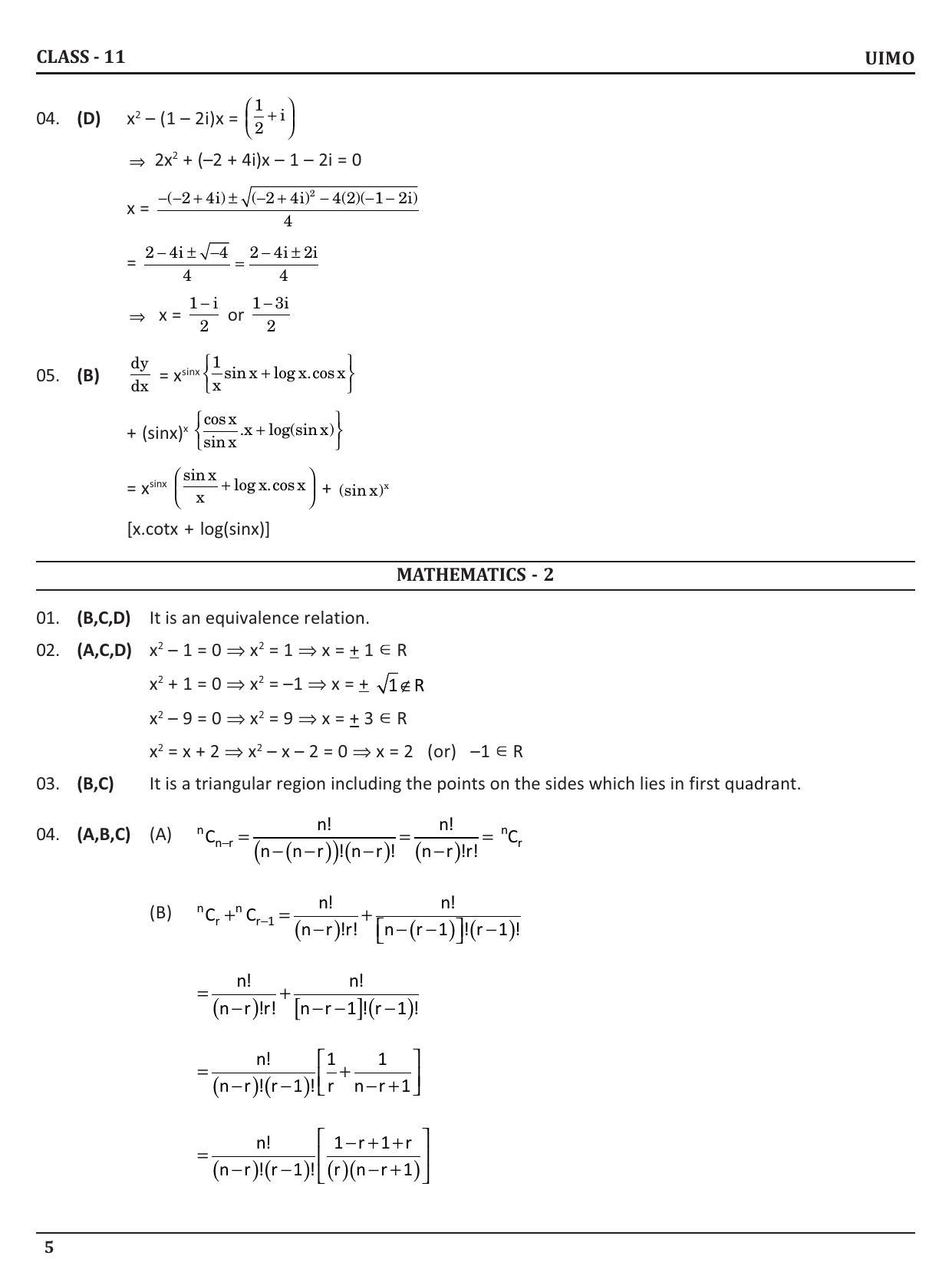 UIMO Class 11 2023 Sample Paper - Page 5