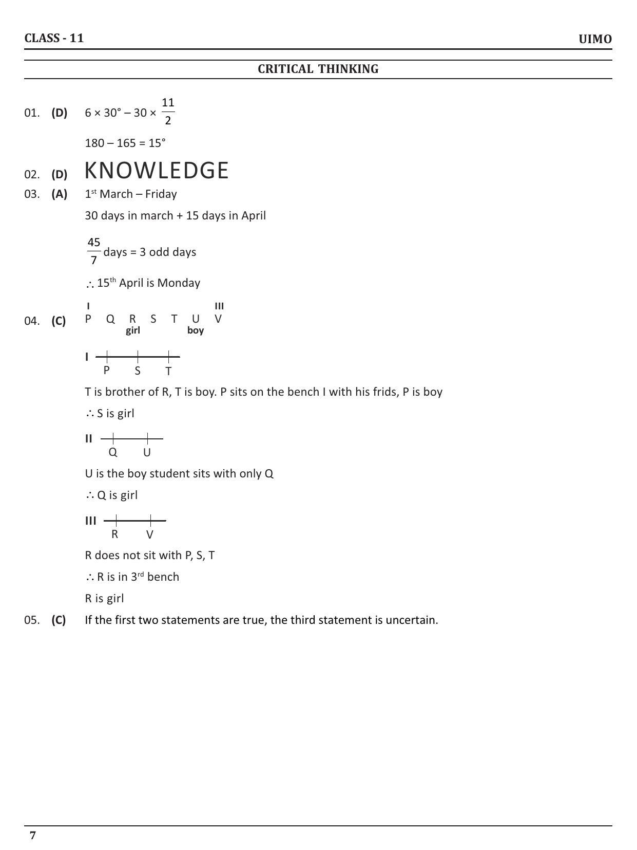 UIMO Class 11 2023 Sample Paper - Page 7