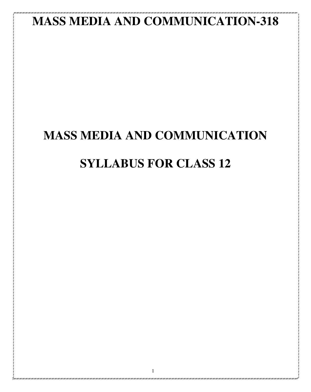 CUET Syllabus for Mass Media/ Mass Communication (English) - Page 1