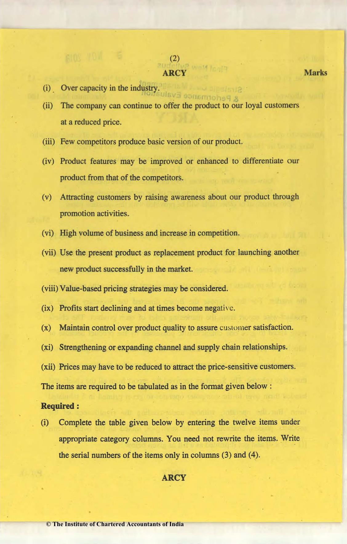 CA Final Nov 2018 Question Paper - Paper 5 – Strategic Cost Management and Performance Evaluation - Page 2
