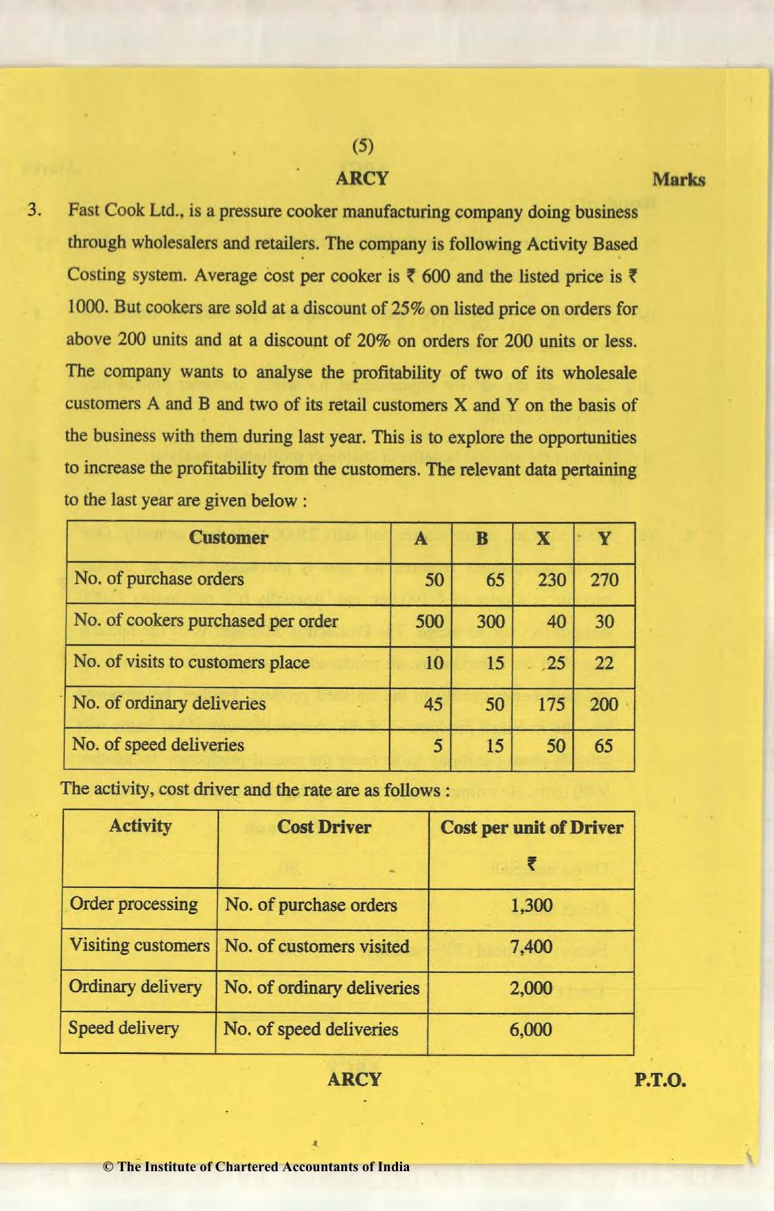 CA Final Nov 2018 Question Paper - Paper 5 – Strategic Cost Management and Performance Evaluation - Page 5