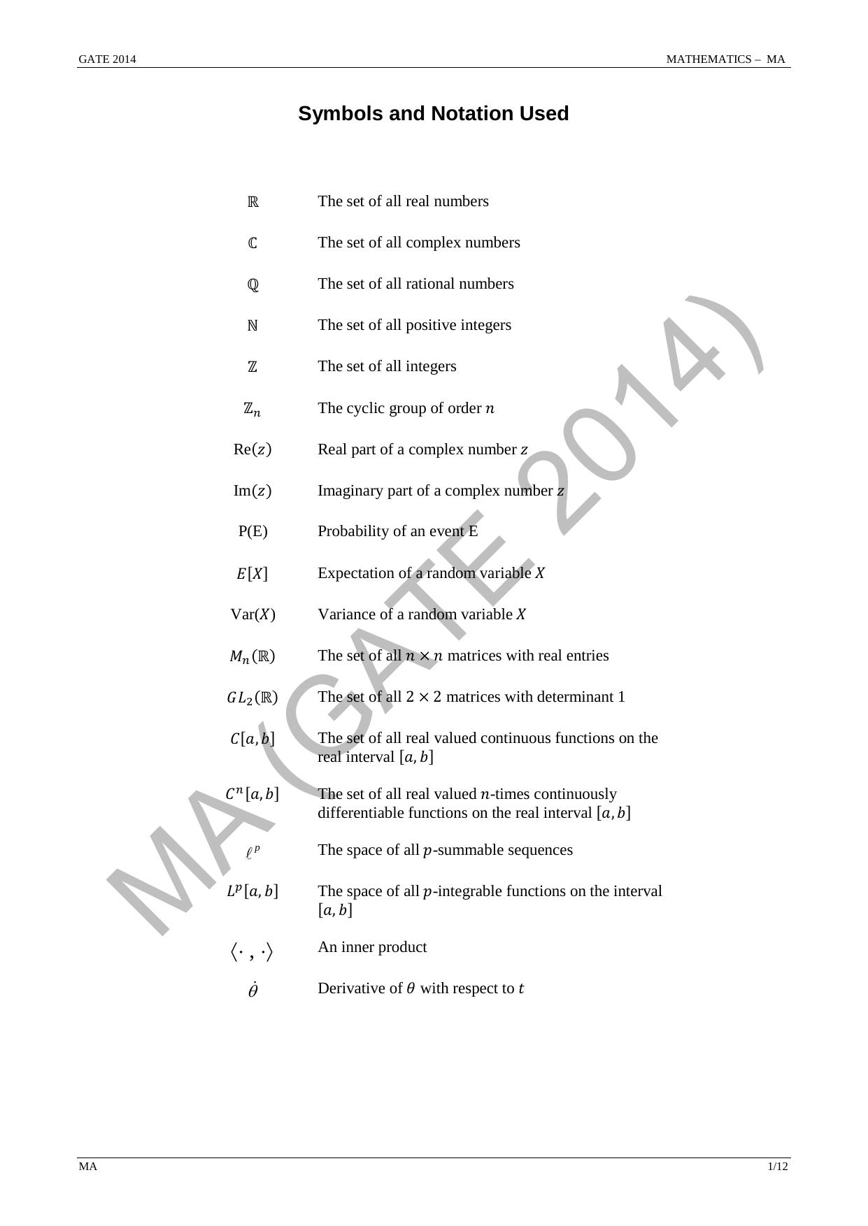 GATE 2014 Mathematics (MA) Question Paper with Answer Key - Page 7