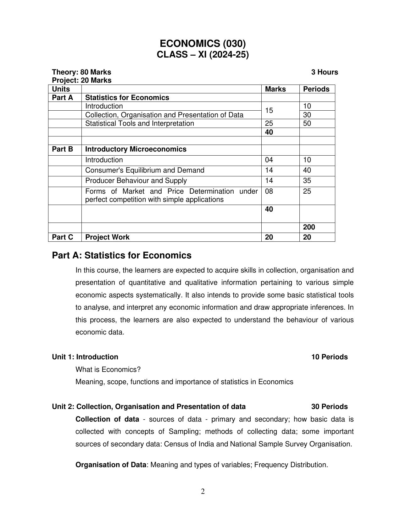 CBSE Class 11 & 12 Syllabus 2022-23 - Economics - Page 2