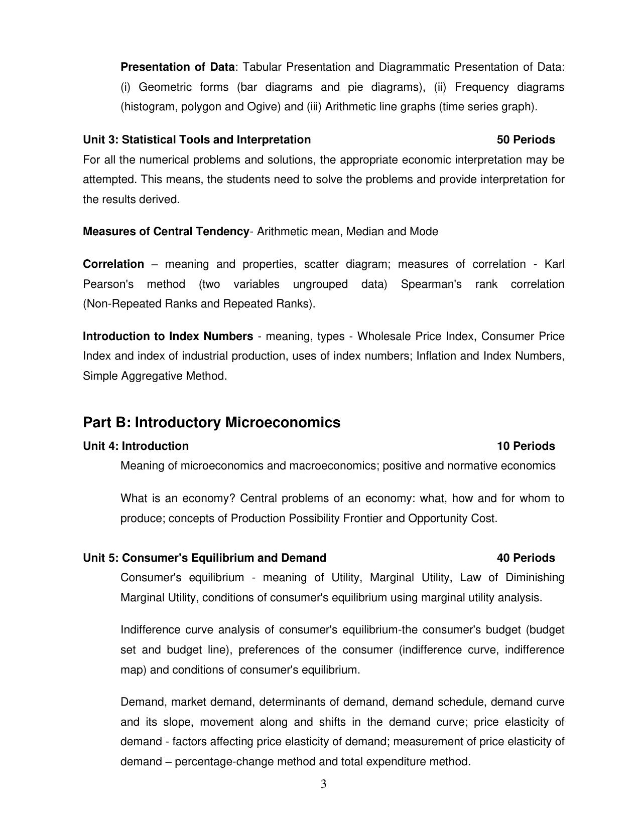 CBSE Class 11 & 12 Syllabus 2022-23 - Economics - Page 3