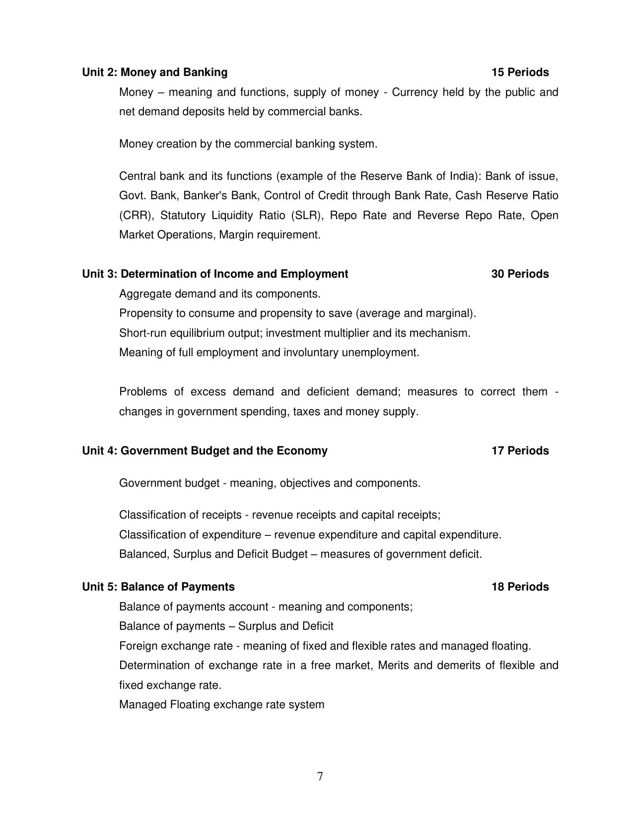 CBSE Class 11 & 12 Syllabus 2022-23 - Economics - Page 7