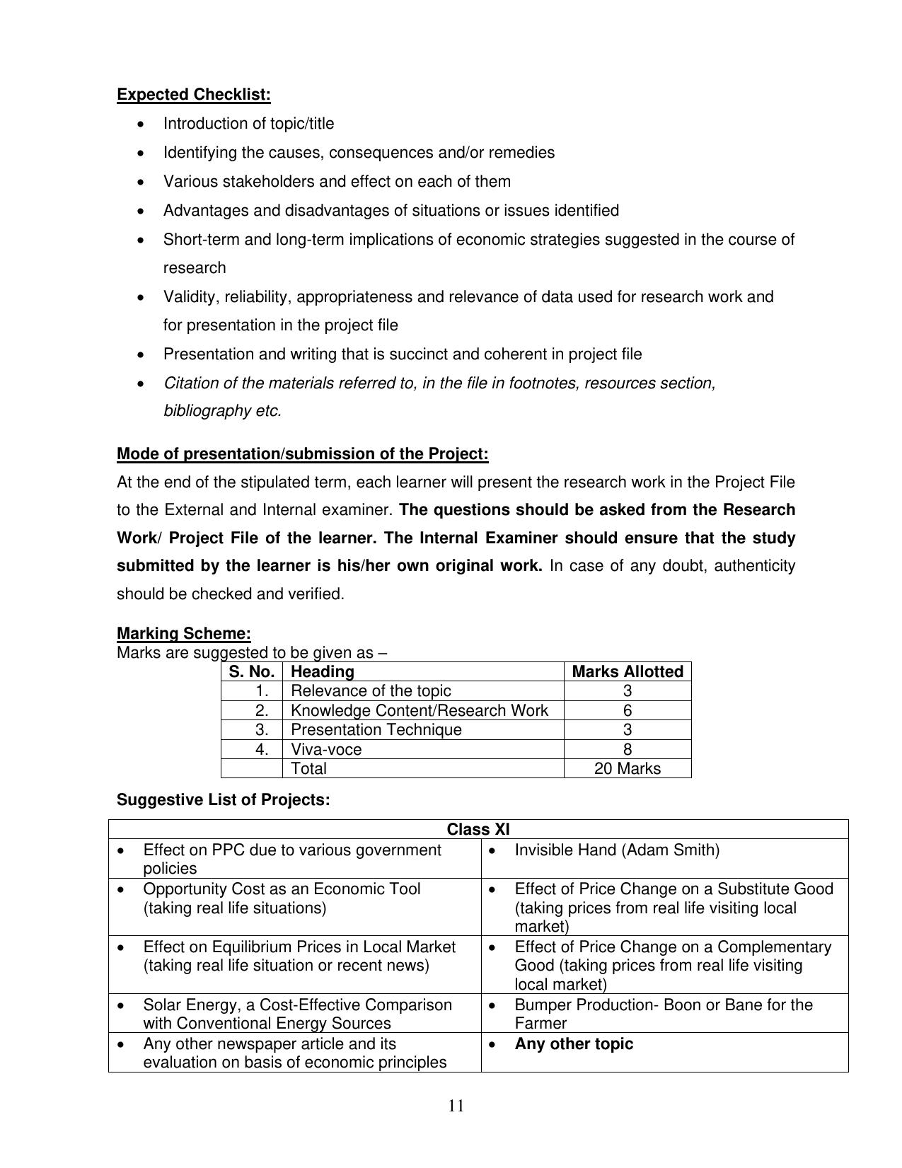 CBSE Class 11 & 12 Syllabus 2022-23 - Economics - Page 11
