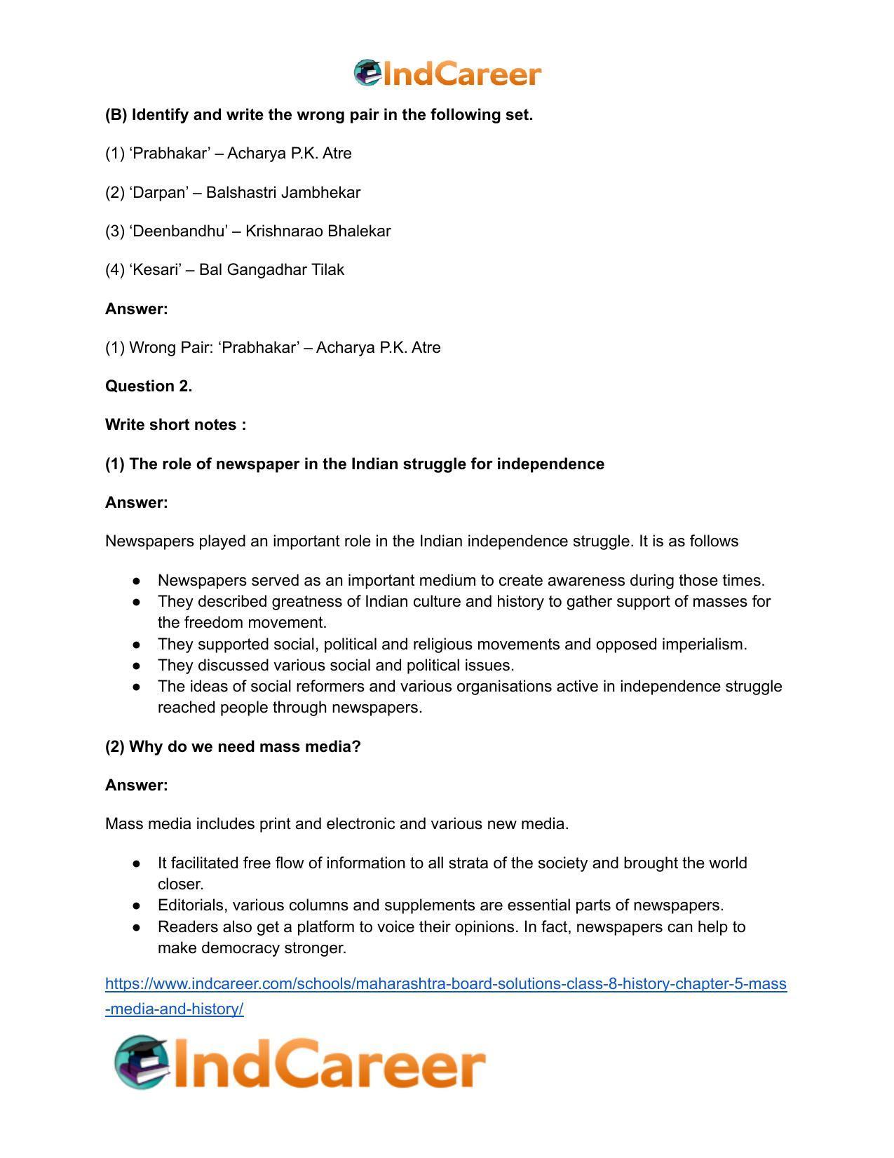 Maharashtra Board Solutions Class 8-History: Chapter 5- Mass Media and History - Page 3