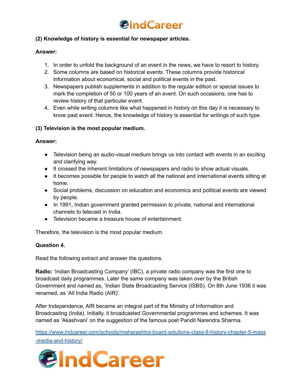 Maharashtra Board Solutions Class 8-History: Chapter 5- Mass Media and History - Page 5
