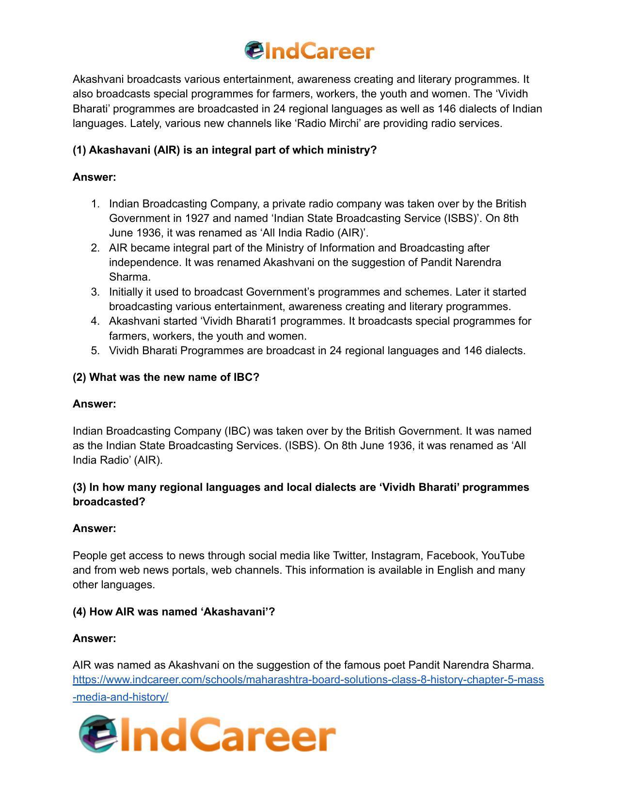Maharashtra Board Solutions Class 8-History: Chapter 5- Mass Media and History - Page 6
