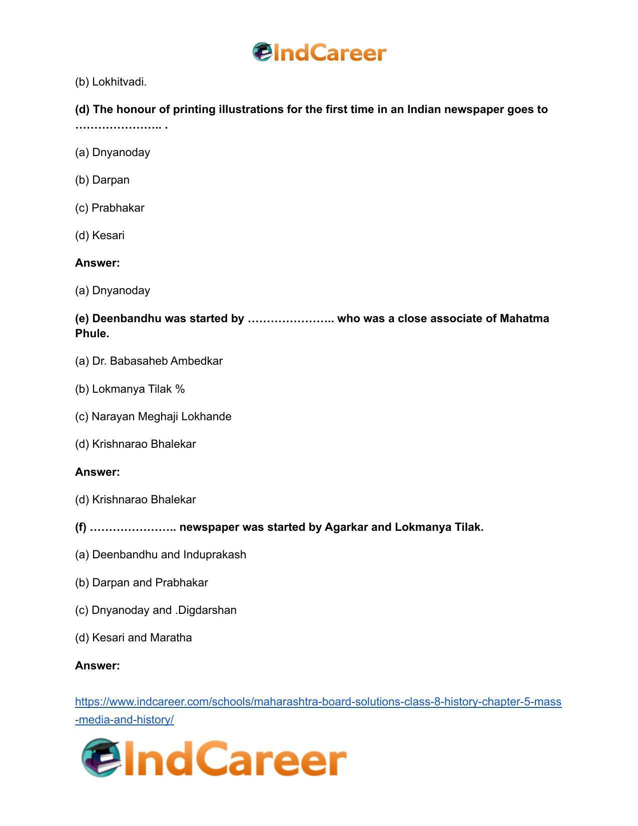 Maharashtra Board Solutions Class 8-History: Chapter 5- Mass Media and History - Page 10
