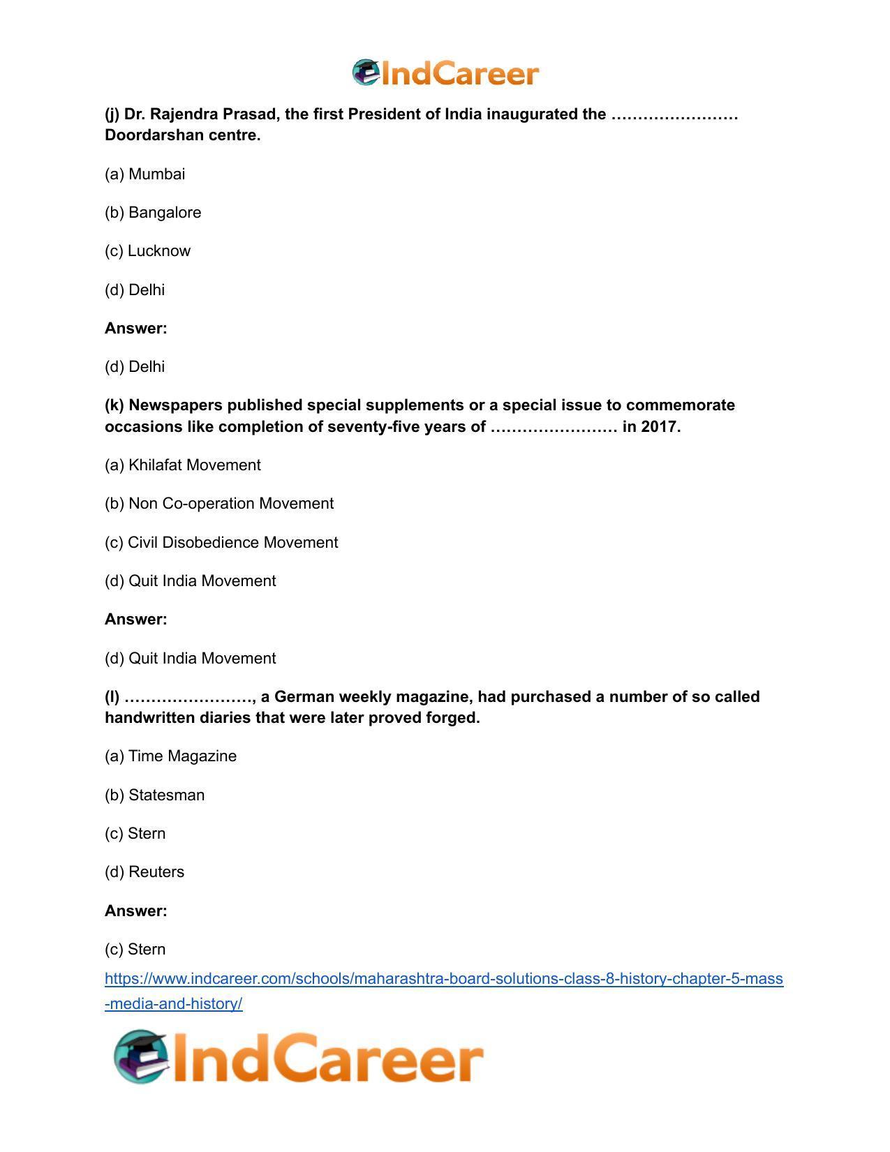 Maharashtra Board Solutions Class 8-History: Chapter 5- Mass Media and History - Page 12