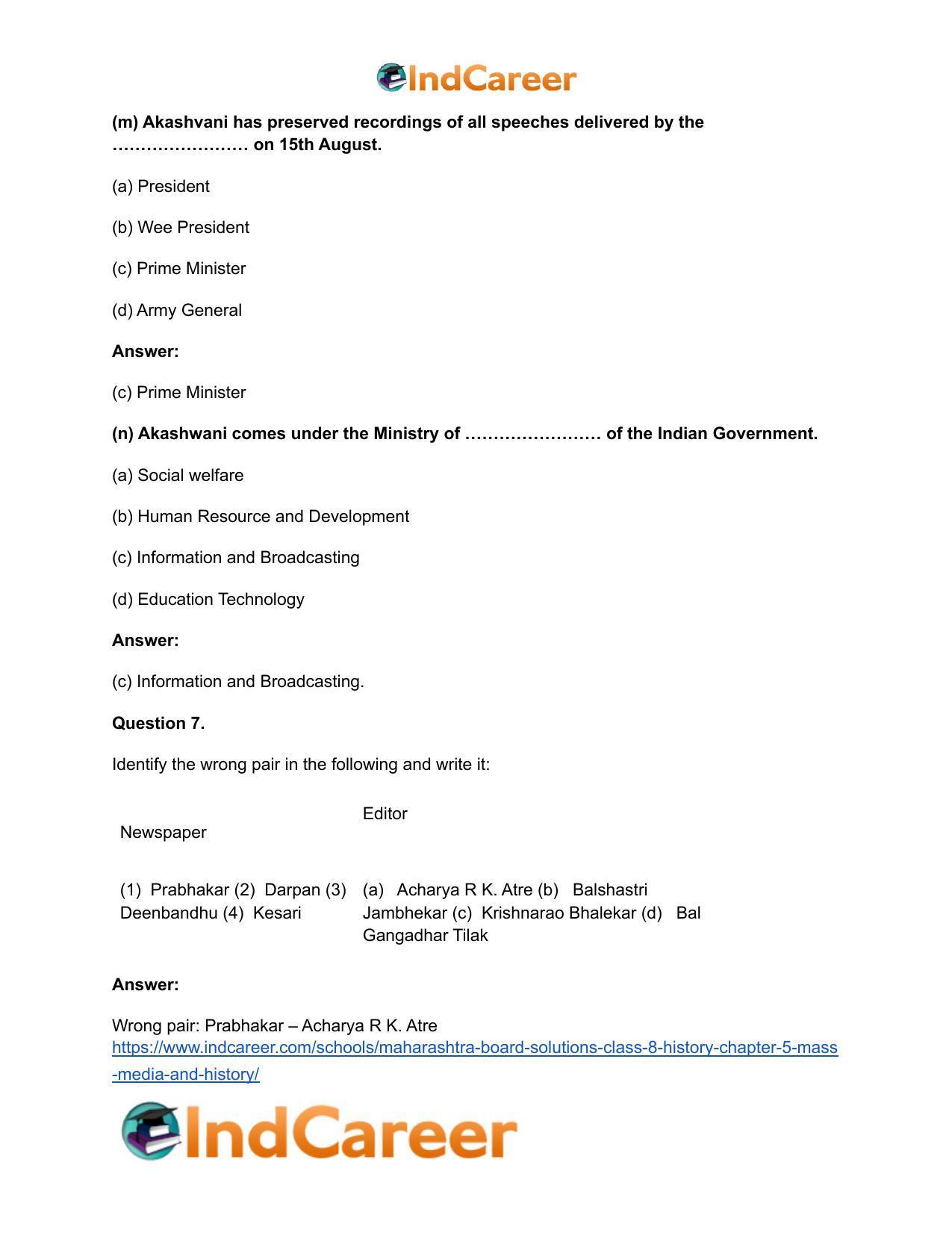 Maharashtra Board Solutions Class 8-History: Chapter 5- Mass Media and History - Page 13