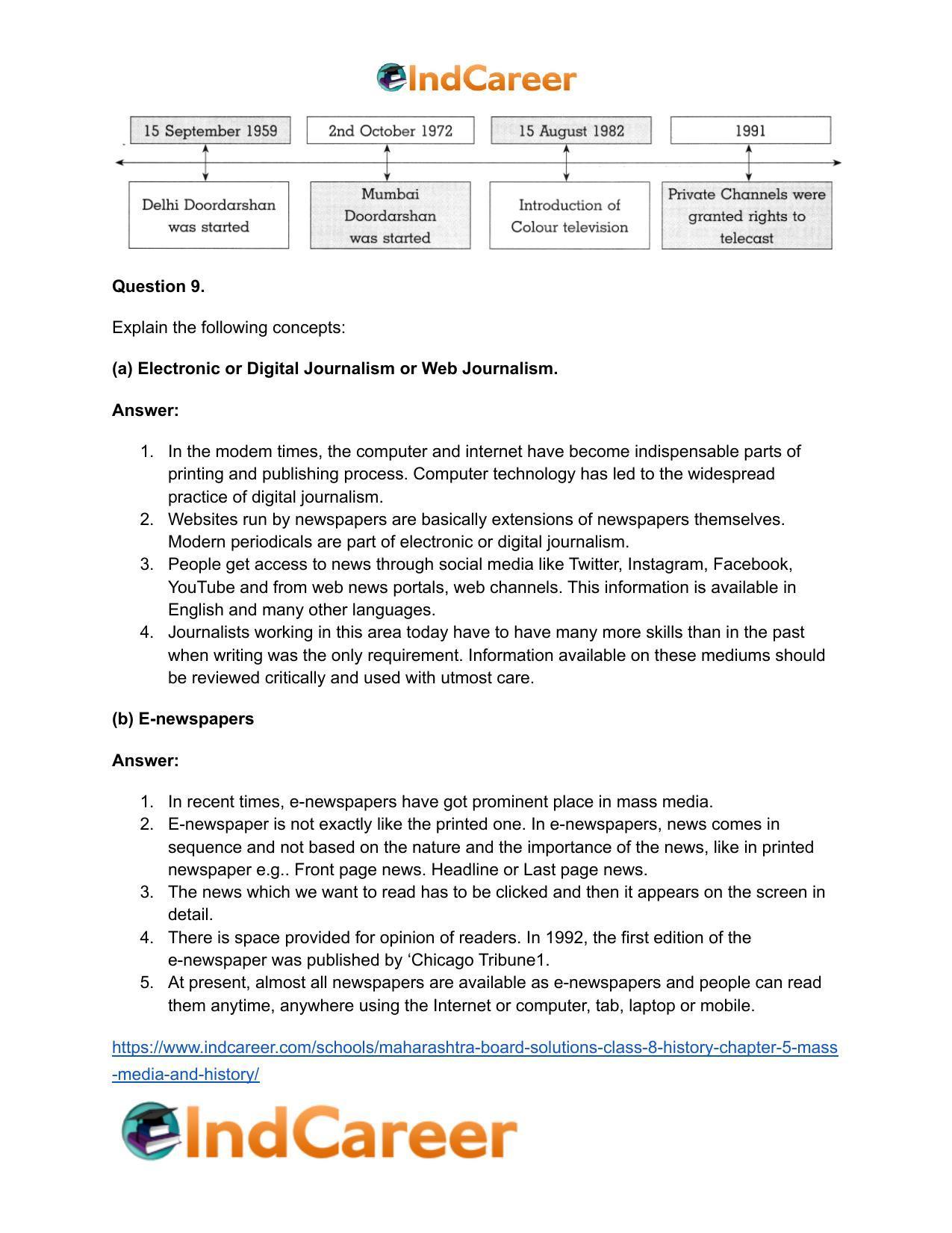 Maharashtra Board Solutions Class 8-History: Chapter 5- Mass Media and History - Page 17