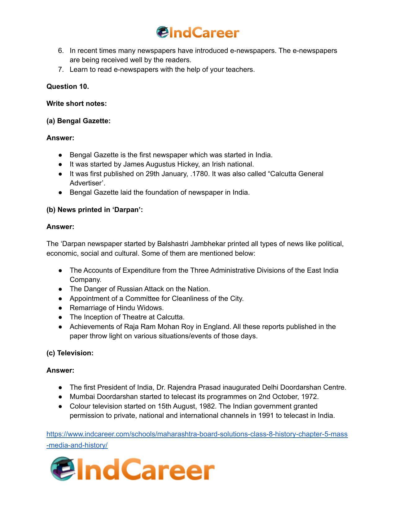Maharashtra Board Solutions Class 8-History: Chapter 5- Mass Media and History - Page 18