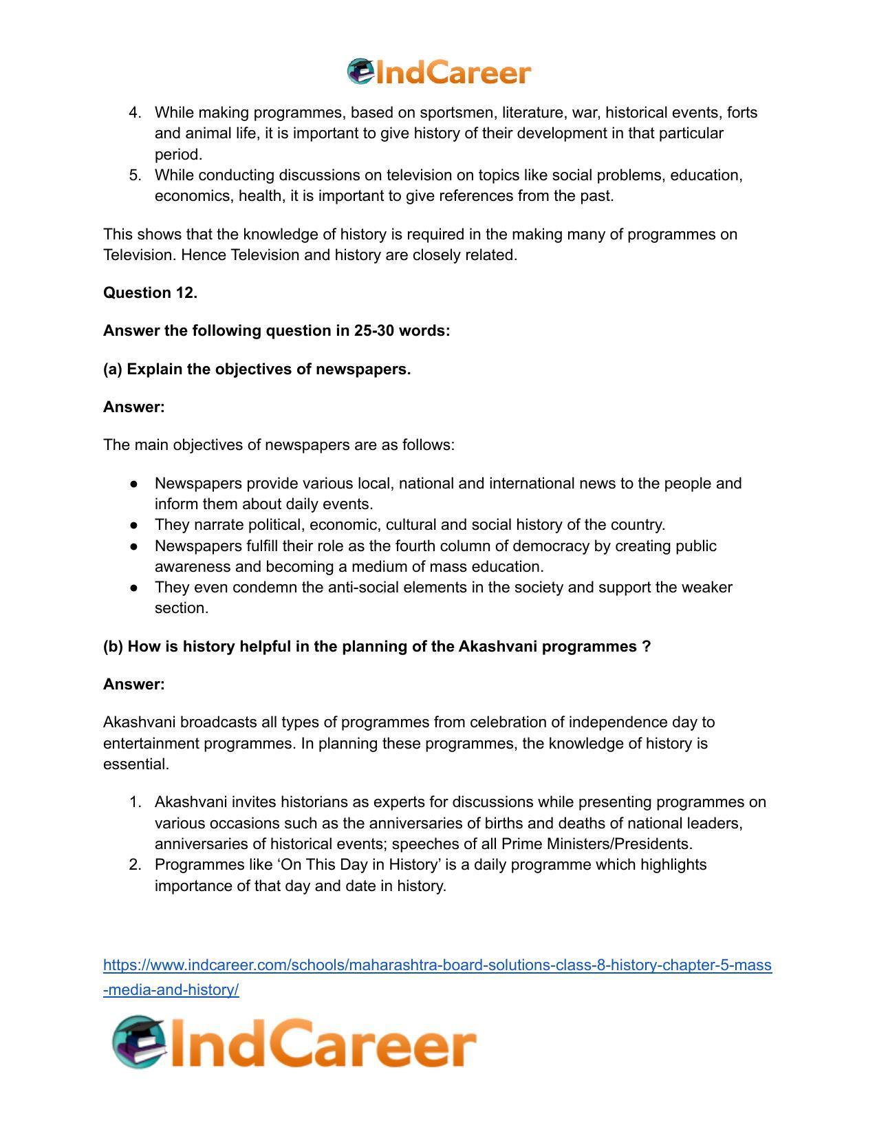Maharashtra Board Solutions Class 8-History: Chapter 5- Mass Media and History - Page 20