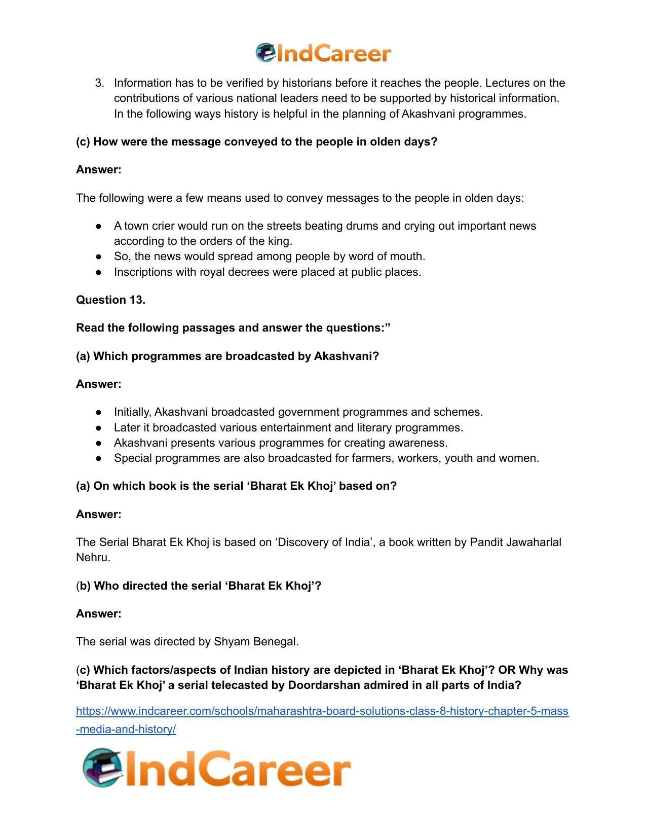 Maharashtra Board Solutions Class 8-History: Chapter 5- Mass Media and History - Page 21