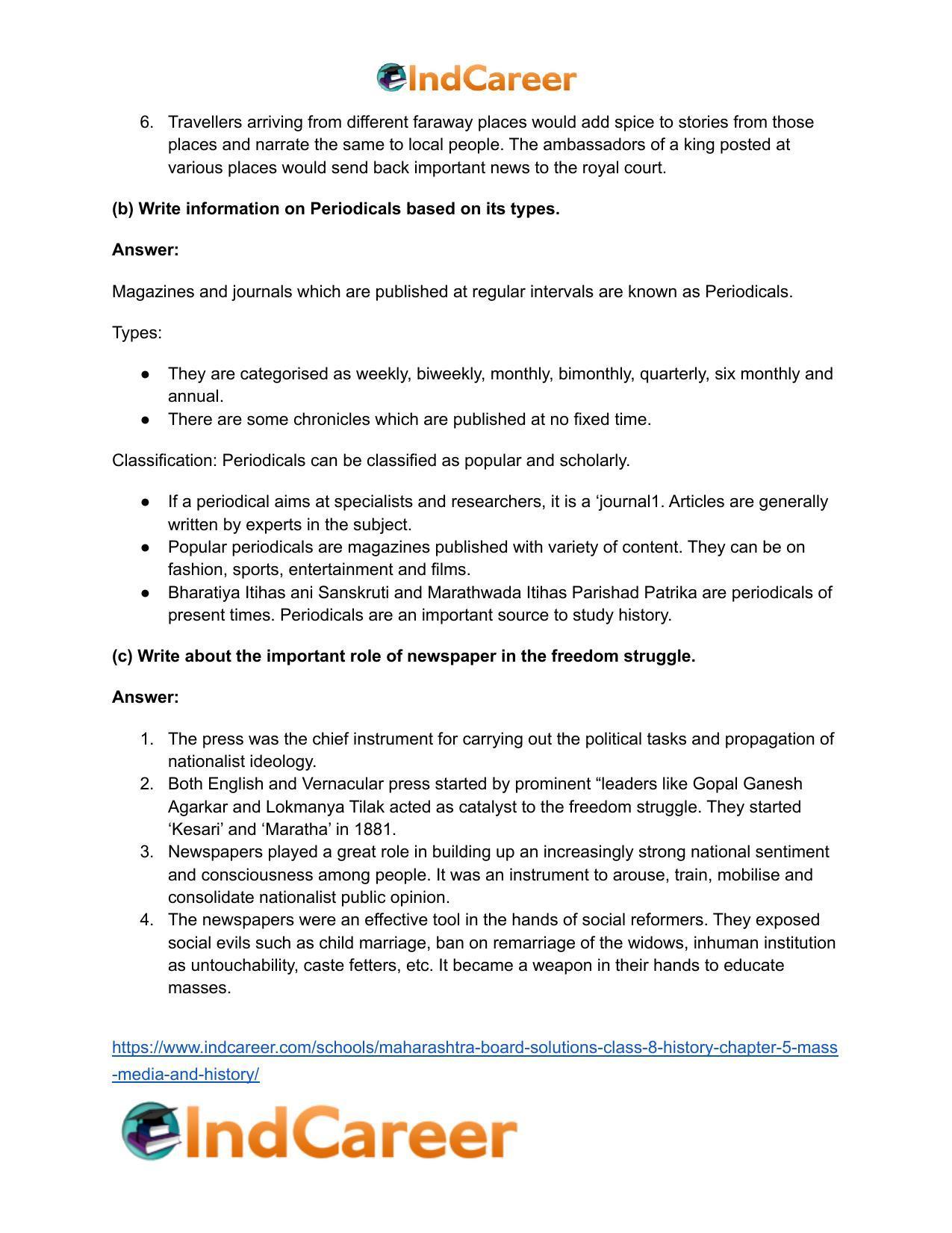 Maharashtra Board Solutions Class 8-History: Chapter 5- Mass Media and History - Page 23