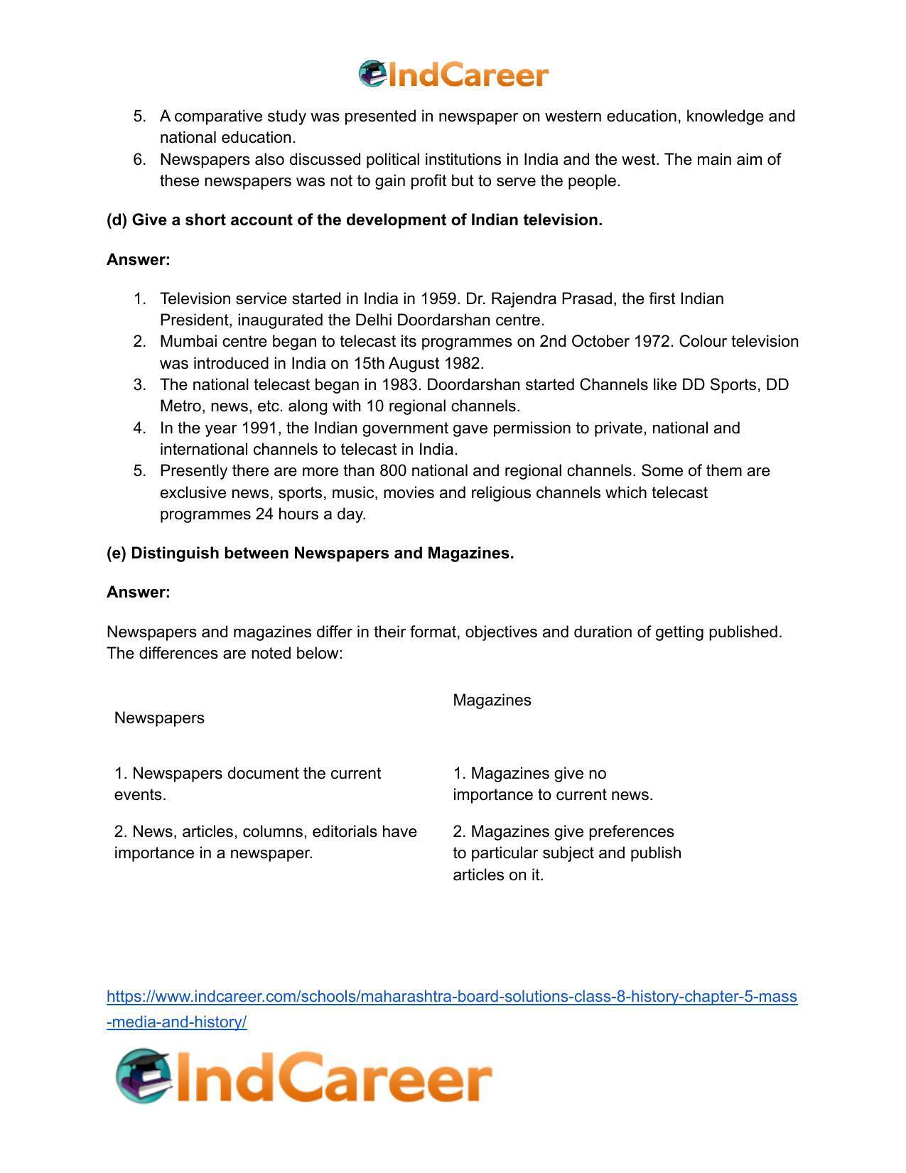 Maharashtra Board Solutions Class 8-History: Chapter 5- Mass Media and History - Page 24