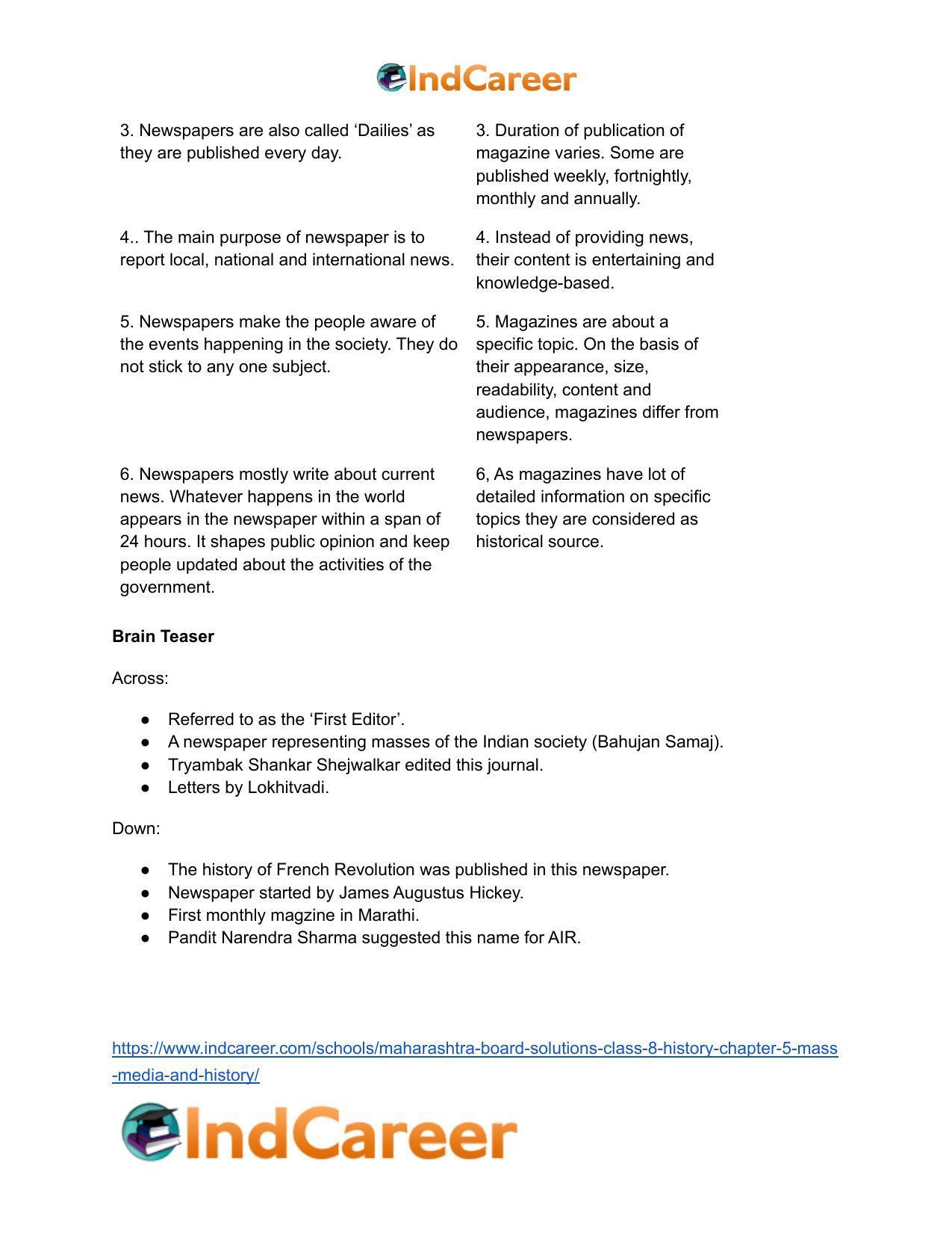 Maharashtra Board Solutions Class 8-History: Chapter 5- Mass Media and History - Page 25