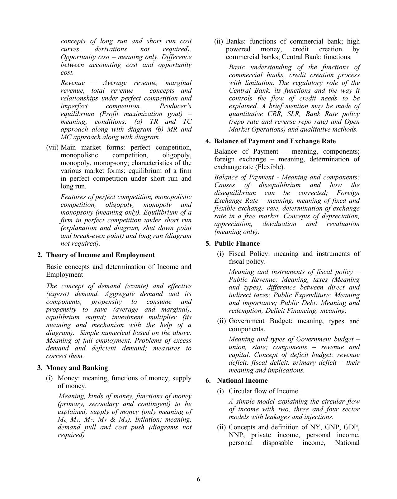 ISC Class XI & XII Economics 2025 Syllabus - Page 6