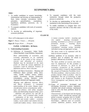 ISC Class XI & XII Economics 2025 Syllabus