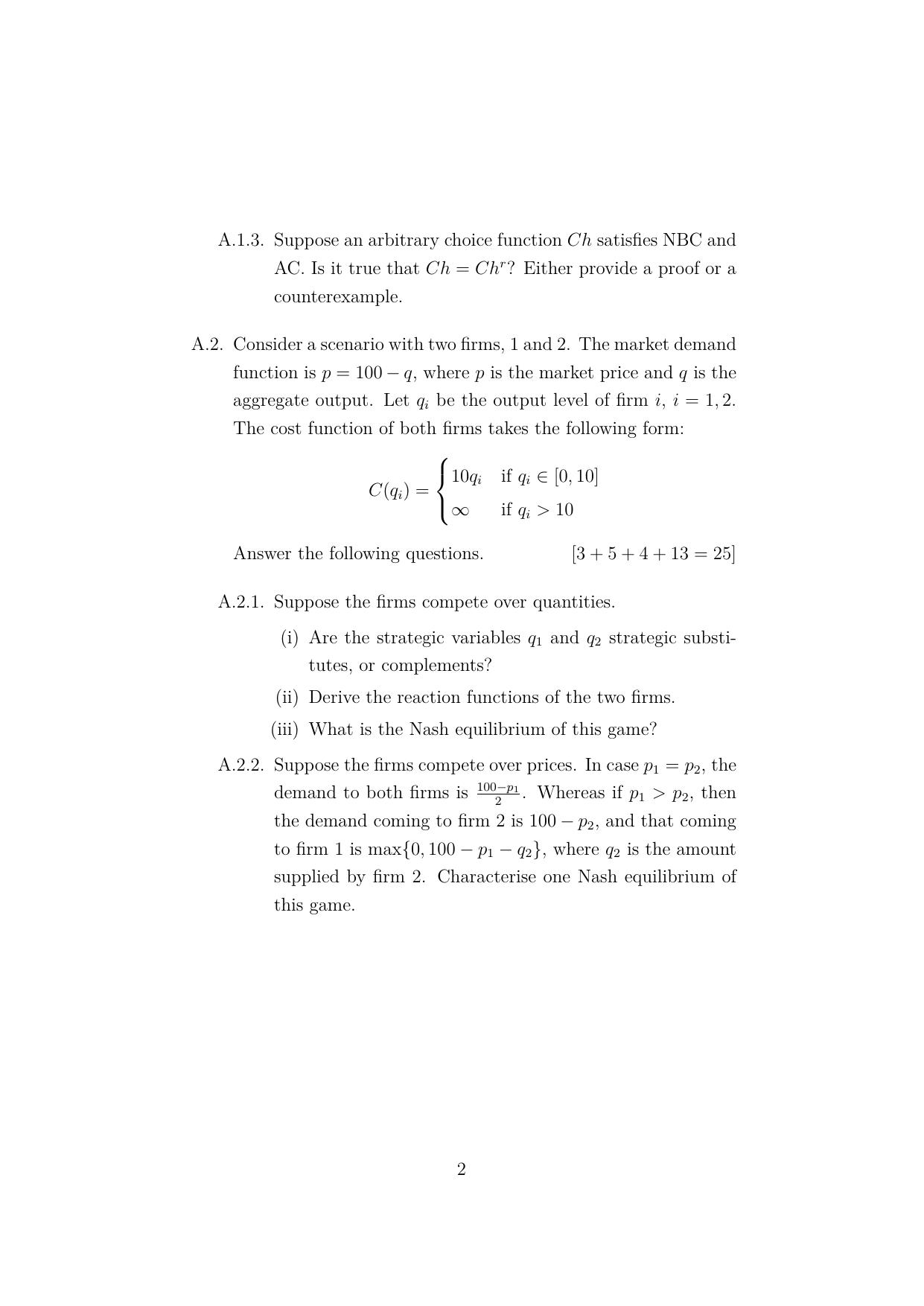 ISI Admission Test JRF in Quantitative Economics (QEB) 2023 Sample Paper - Page 2