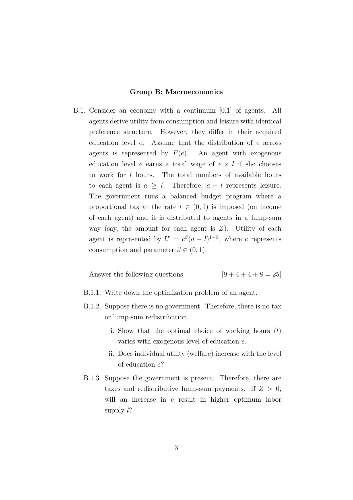 ISI Admission Test JRF in Quantitative Economics (QEB) 2023 Sample Paper - Page 3
