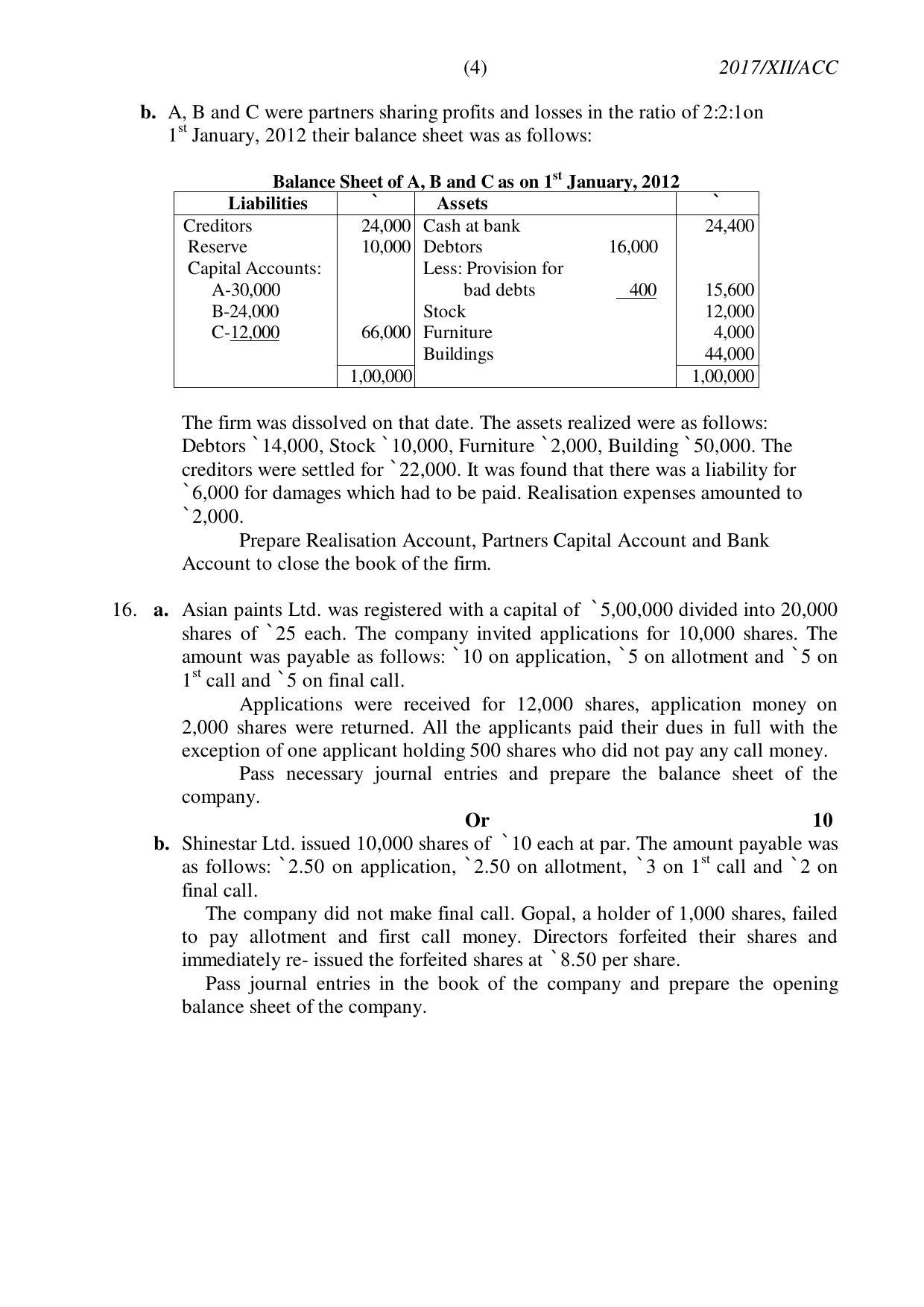 Nagaland Board Class 12 ACCOUNTANCY 2017 Question Papers - Page 4