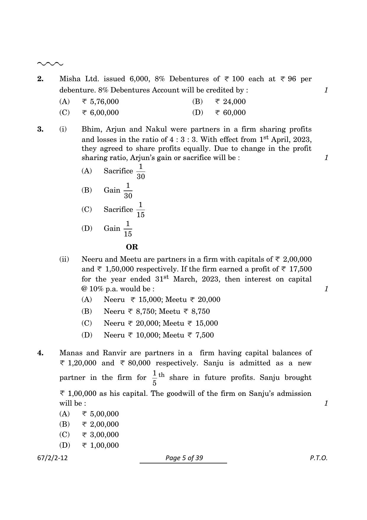 CBSE Class 12 67-2-2 Accountancy 2024 Question Paper - Page 5