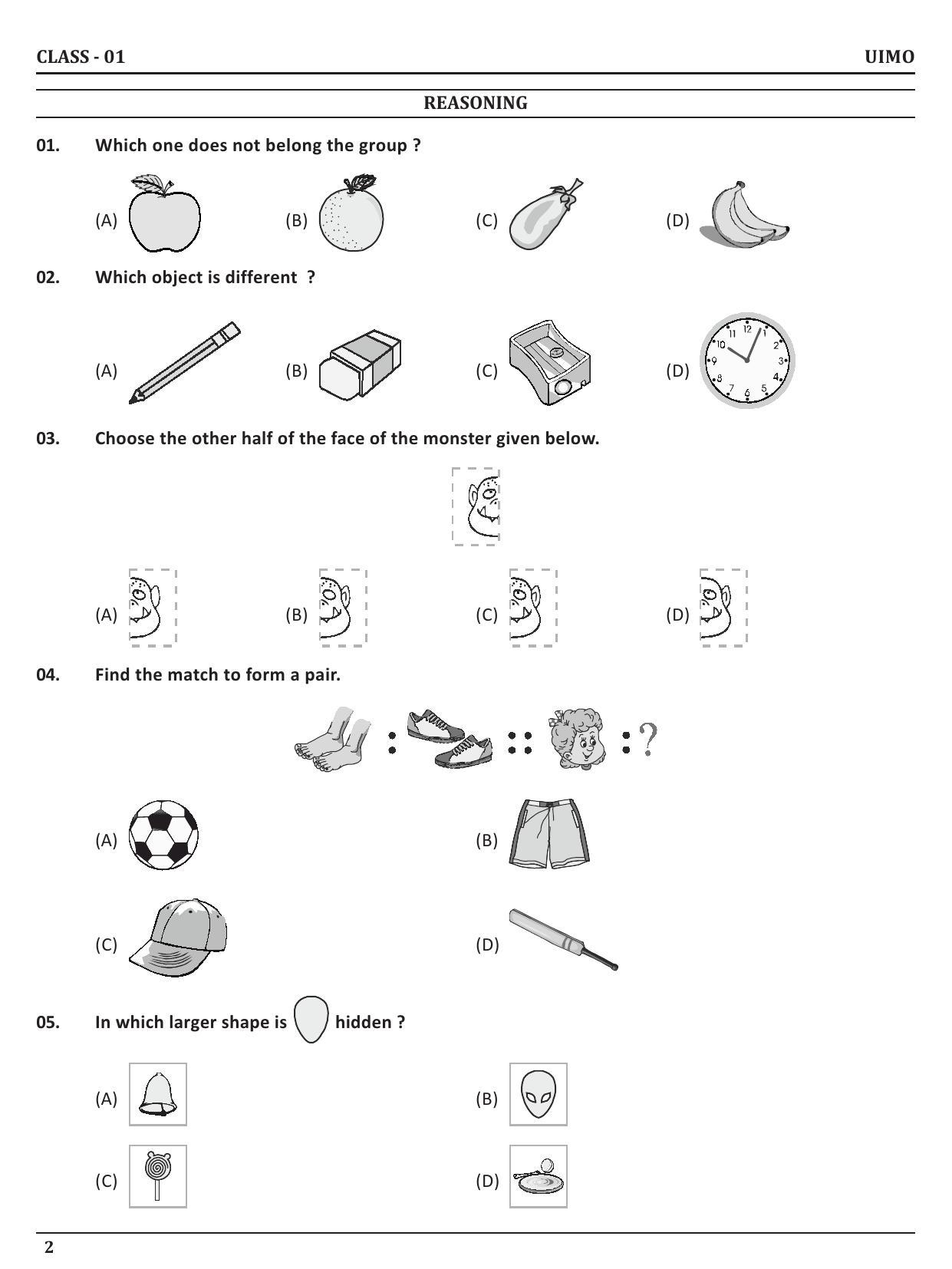 UIMO Class 1 2023 Sample Paper - Page 2