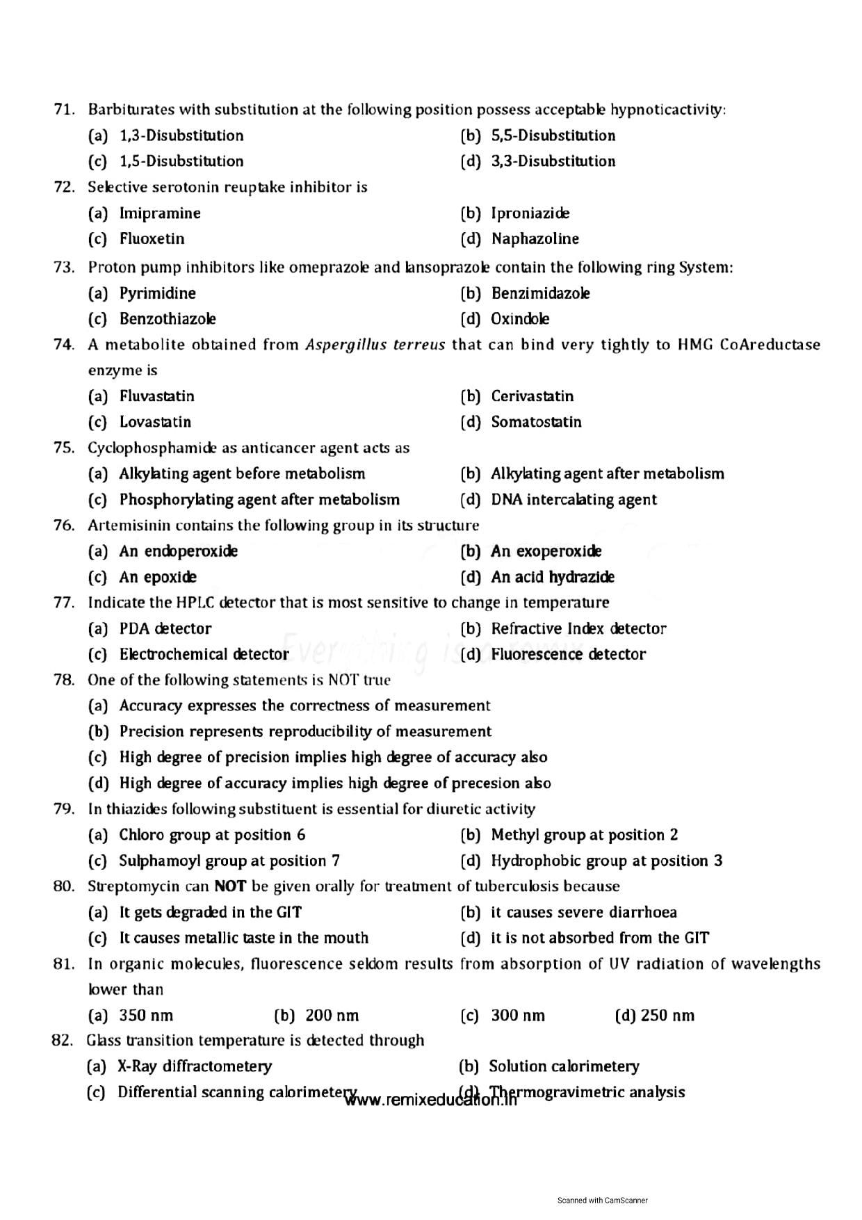 GPAT 2010 Question Paper with Answer Key - Page 7