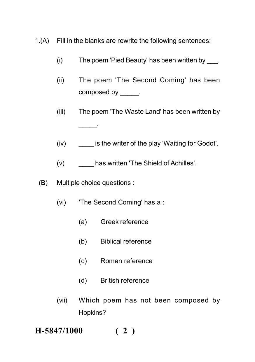 Sarguja University Question Paper July-2022 : M.A. In English(Fourth sem.) Modernist Literature -II Paper 1 - Page 2