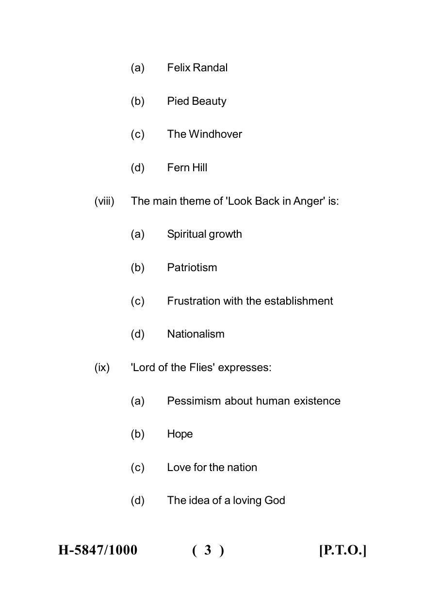 Sarguja University Question Paper July-2022 : M.A. In English(Fourth sem.) Modernist Literature -II Paper 1 - Page 3