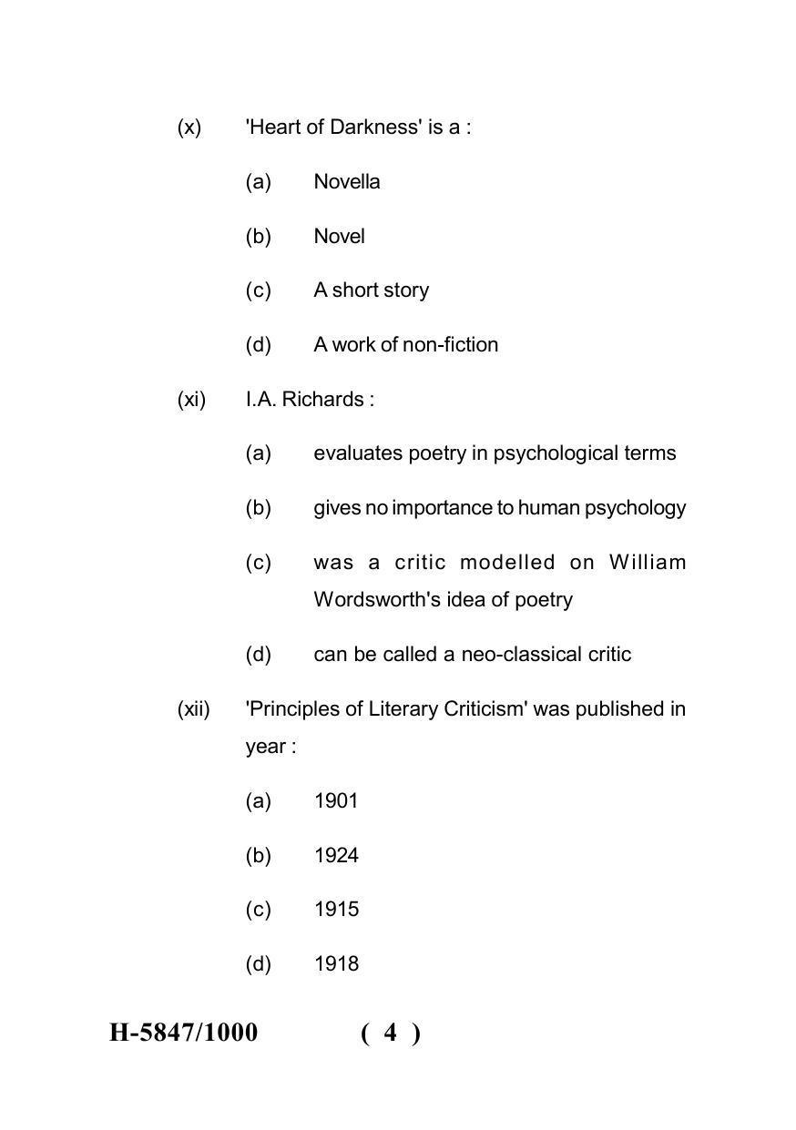 Sarguja University Question Paper July-2022 : M.A. In English(Fourth sem.) Modernist Literature -II Paper 1 - Page 4