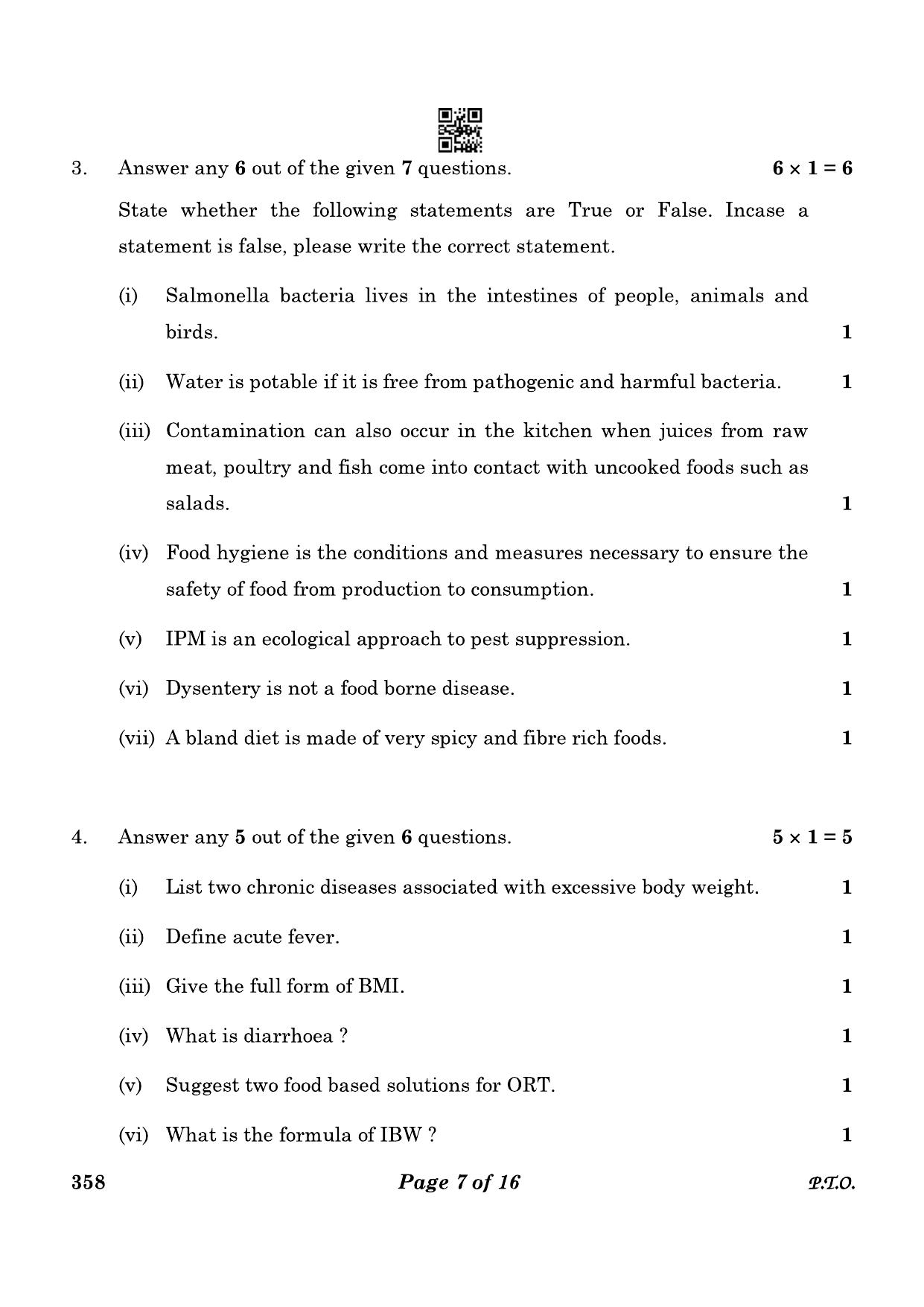CBSE Class 12 358 Food Nutrition & Dietetics 2023 Question Paper - Page 7