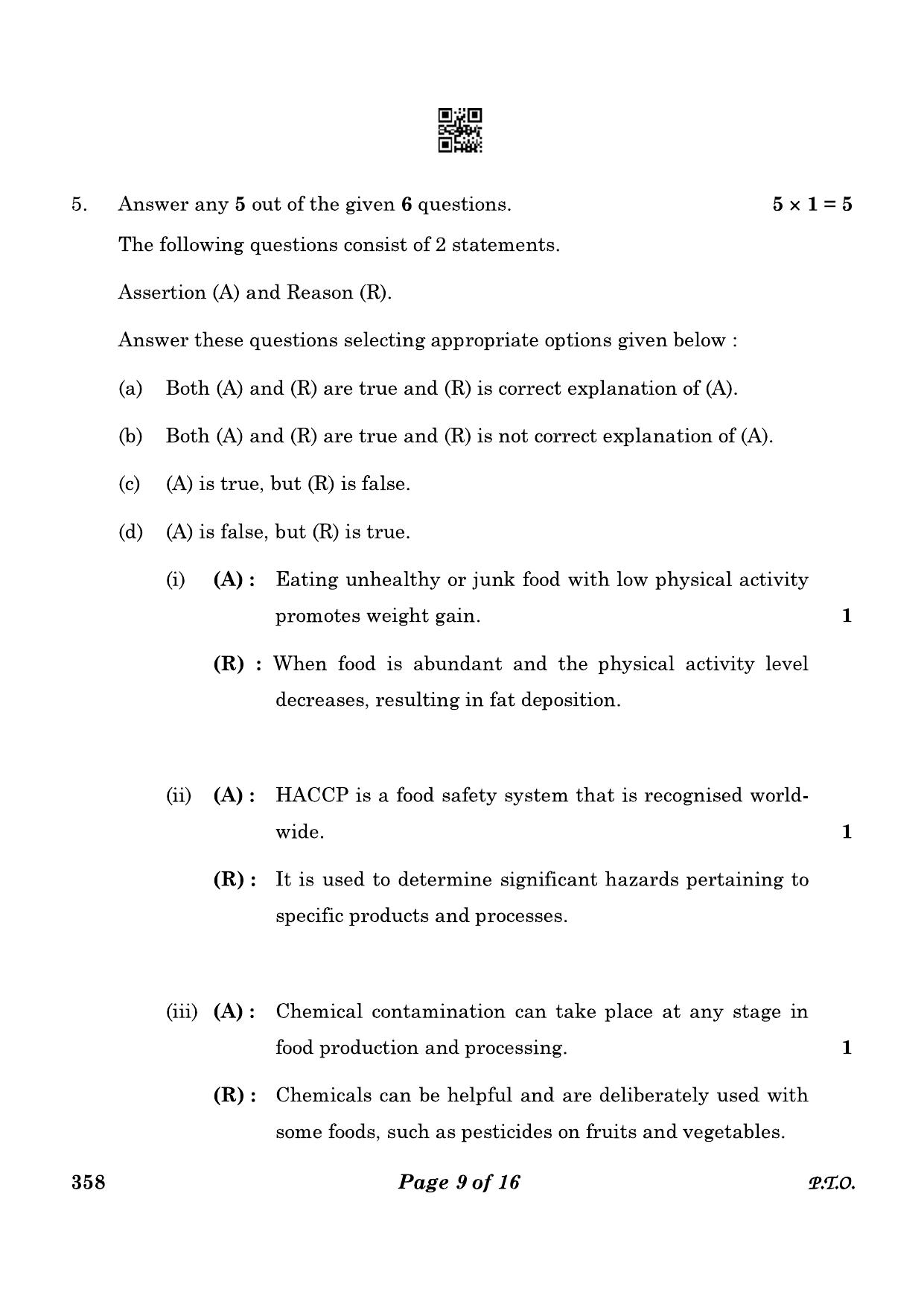 CBSE Class 12 358 Food Nutrition & Dietetics 2023 Question Paper - Page 9