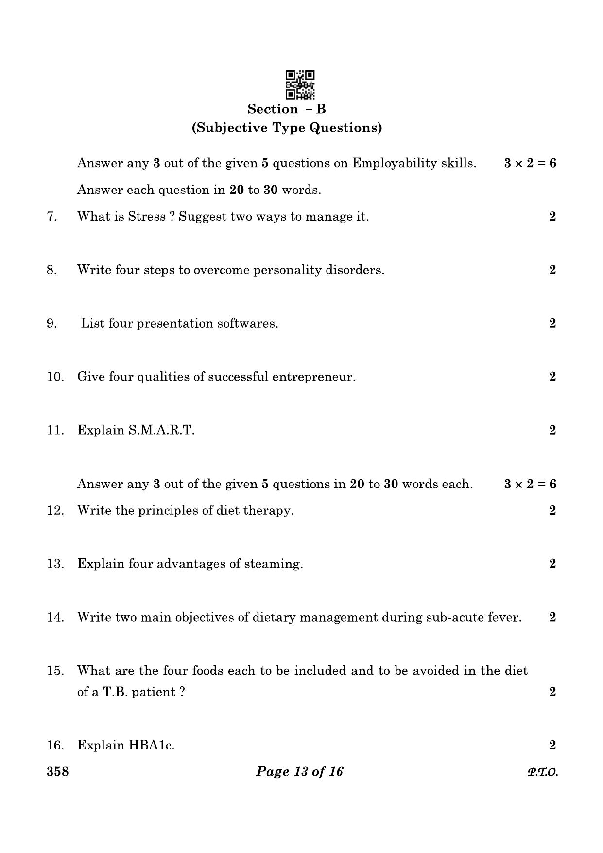 CBSE Class 12 358 Food Nutrition & Dietetics 2023 Question Paper - Page 13