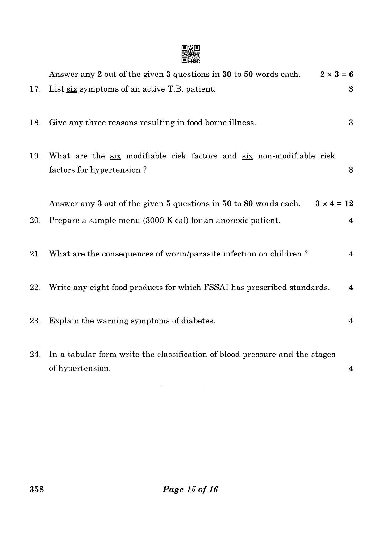 CBSE Class 12 358 Food Nutrition & Dietetics 2023 Question Paper - Page 15