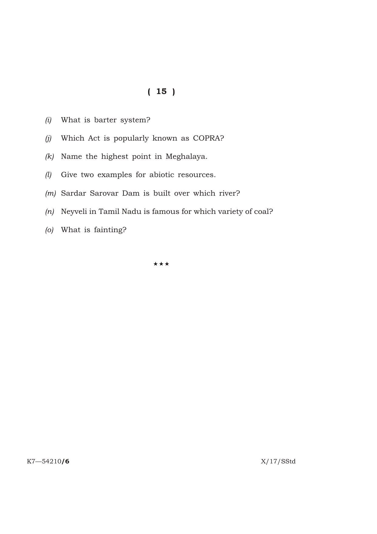 Meghalaya Board (MBOSE) Class 10 SOCIAL STUDIES 2017 Question Paper - Page 15