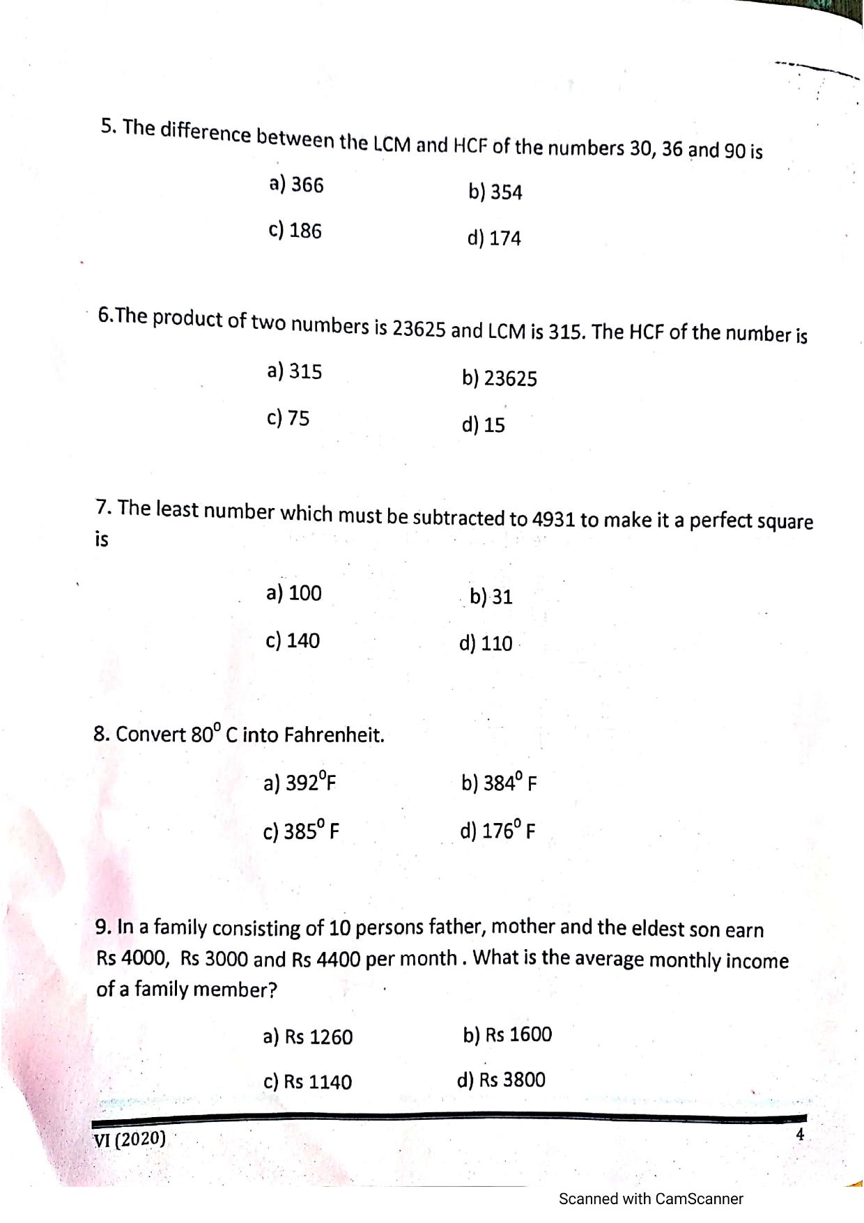 JKSSEE 2020 Class 6 Question Paper - Page 3