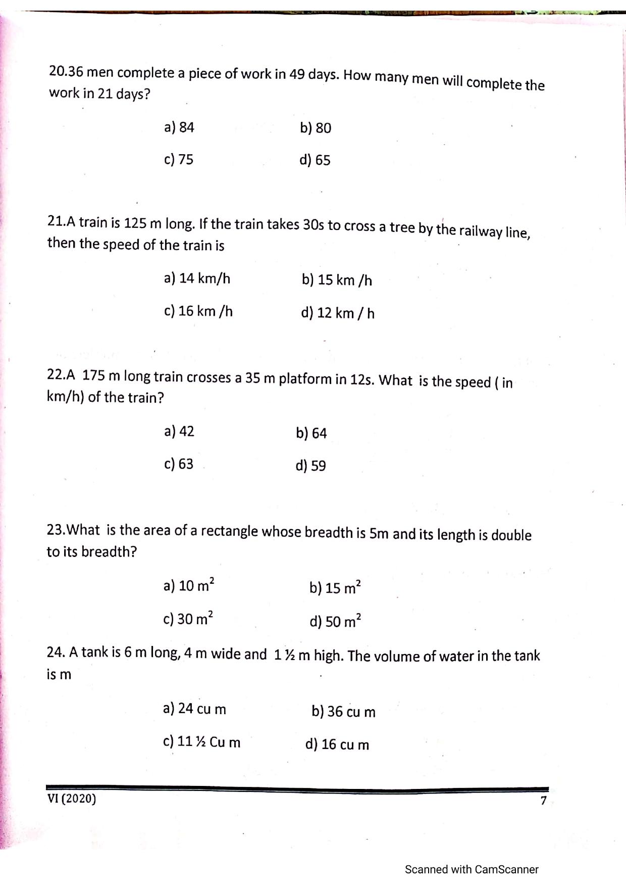 JKSSEE 2020 Class 6 Question Paper - Page 6