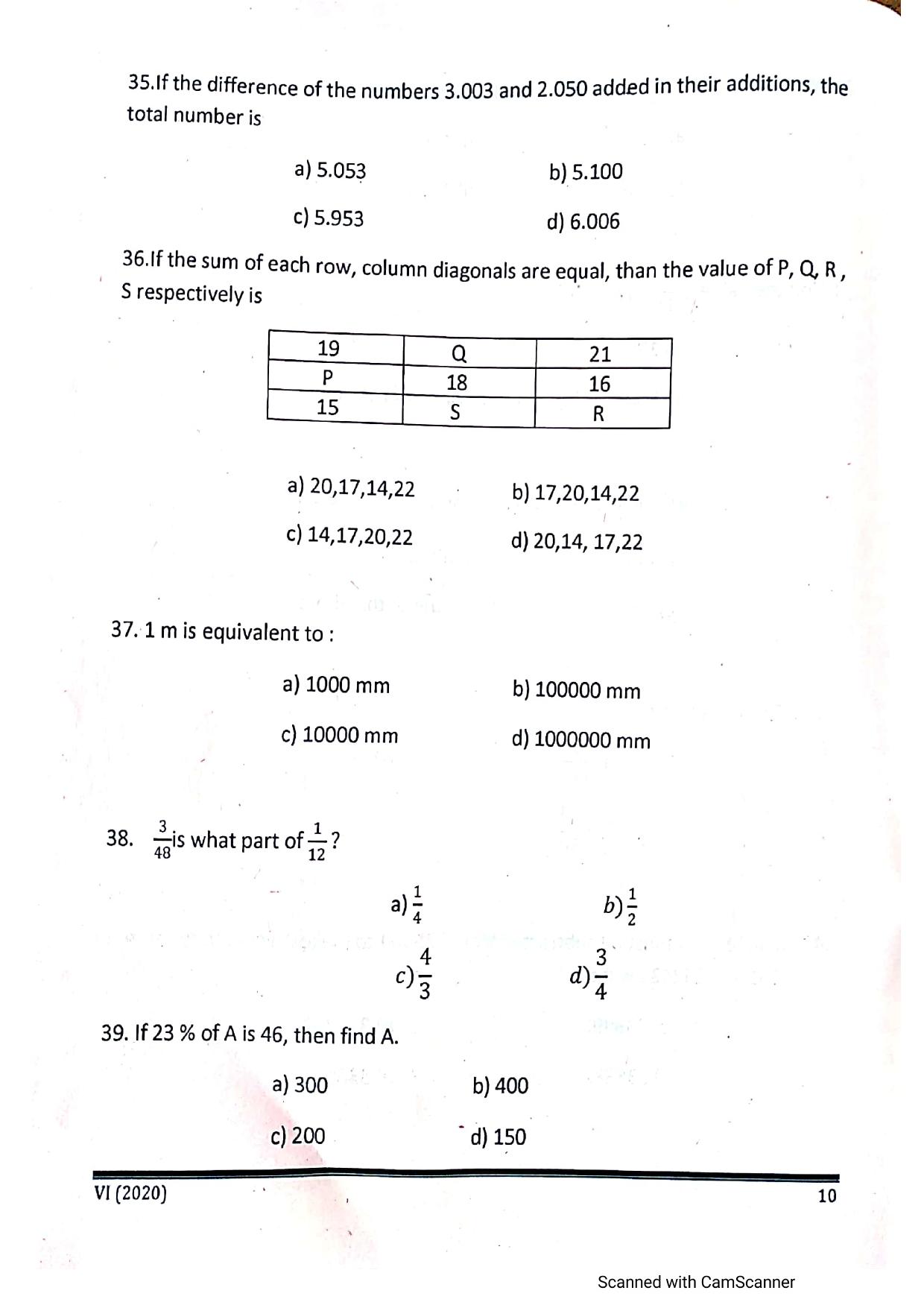 JKSSEE 2020 Class 6 Question Paper - Page 9
