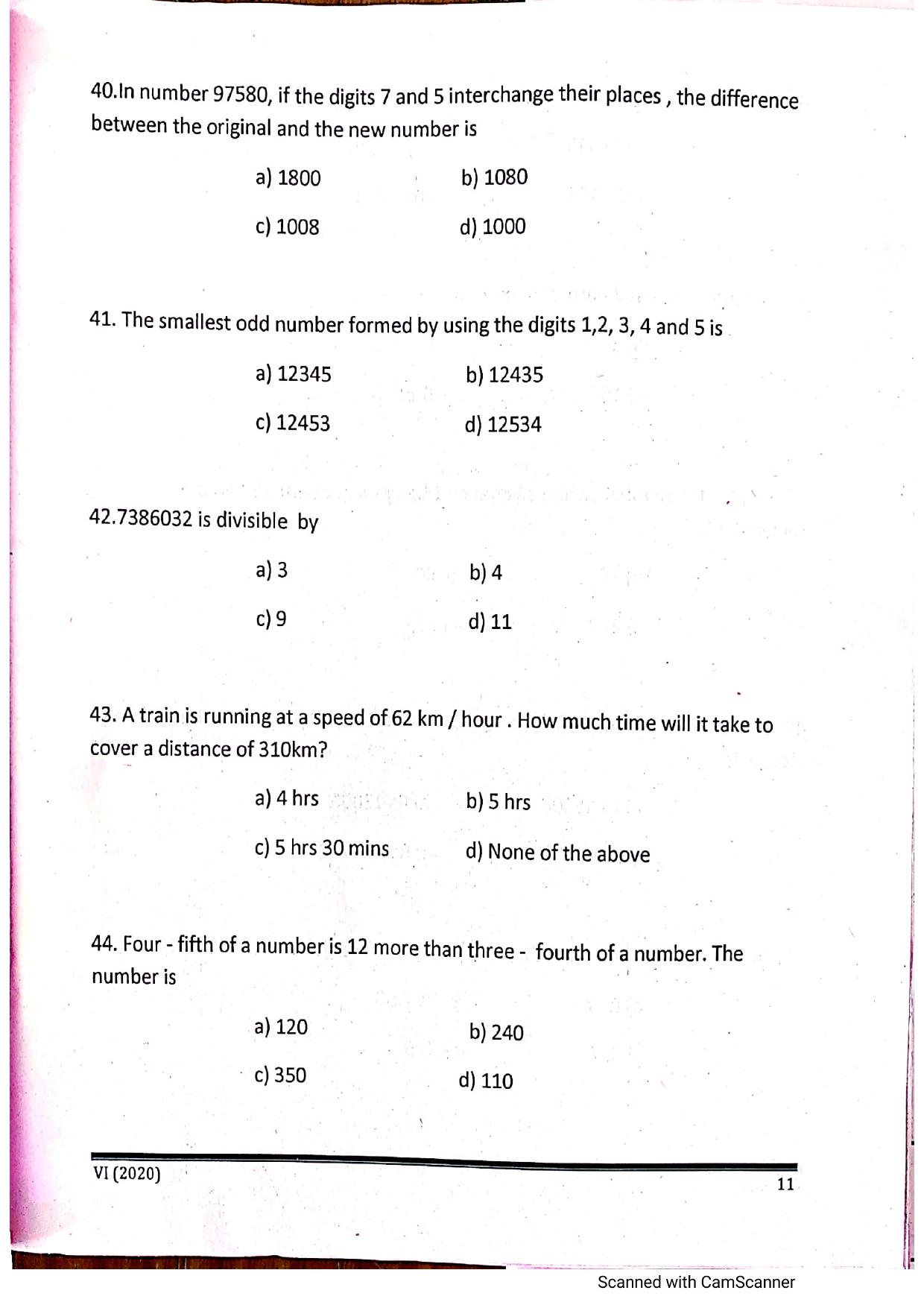 JKSSEE 2020 Class 6 Question Paper - Page 10