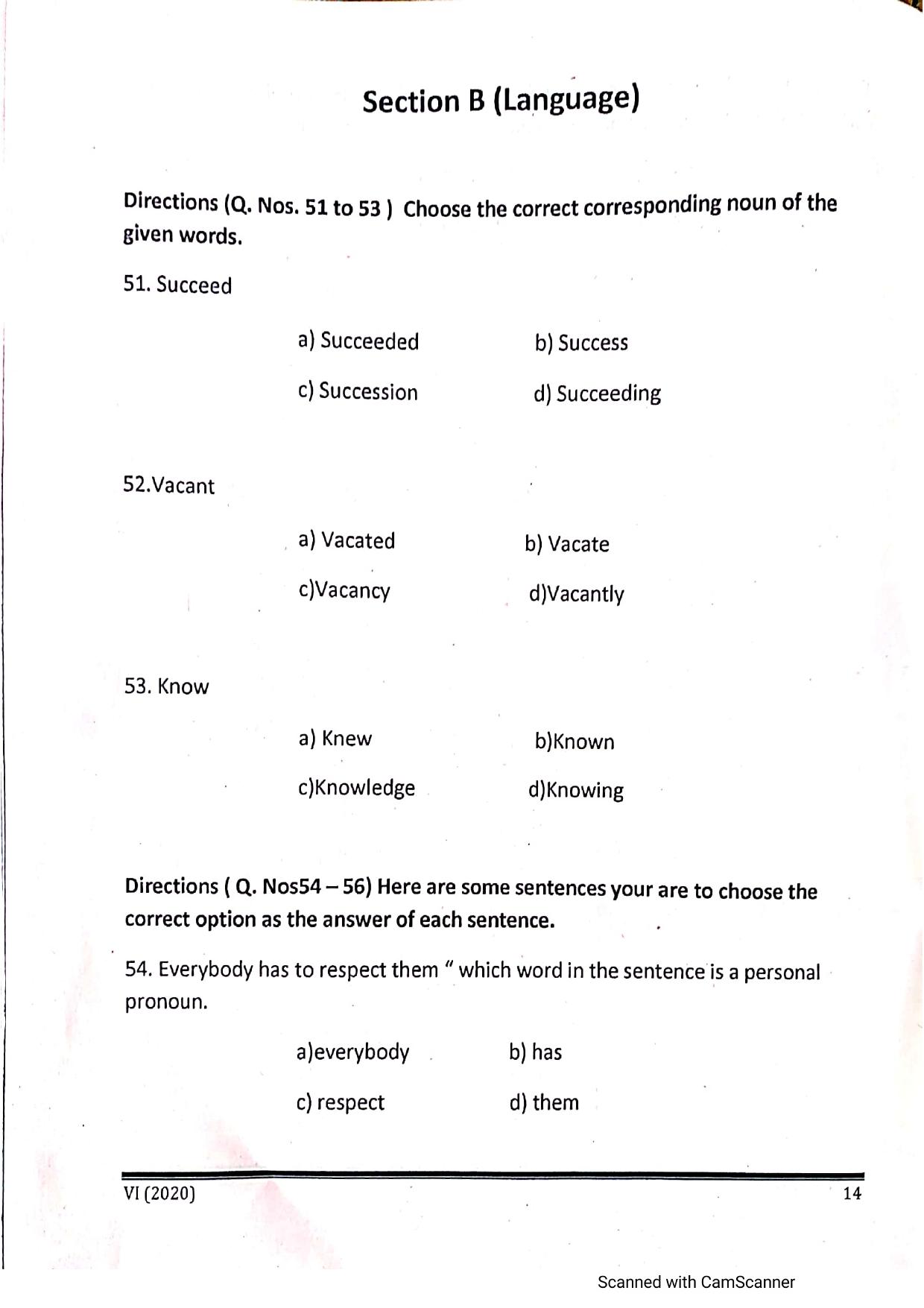 JKSSEE 2020 Class 6 Question Paper - Page 13