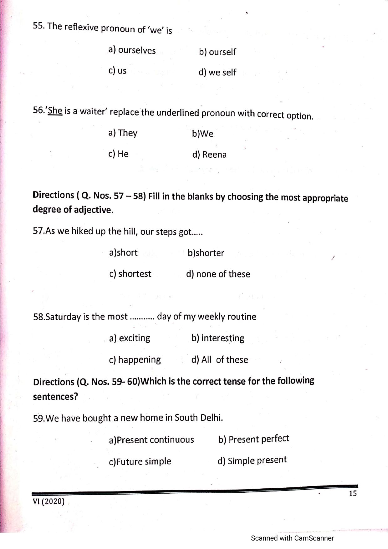JKSSEE 2020 Class 6 Question Paper - Page 14