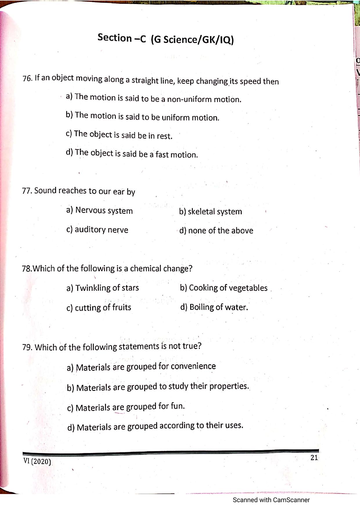 JKSSEE 2020 Class 6 Question Paper - Page 20
