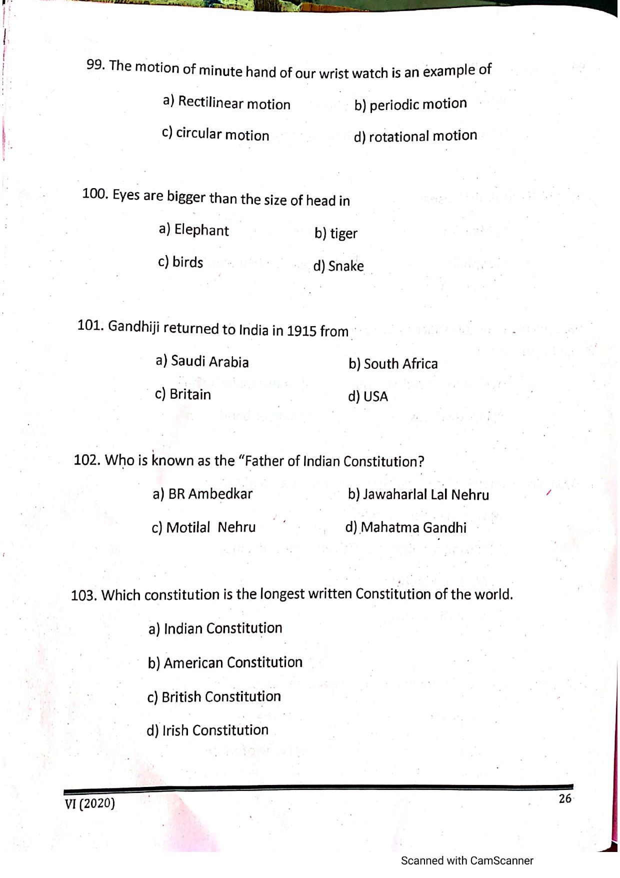 JKSSEE 2020 Class 6 Question Paper - Page 25
