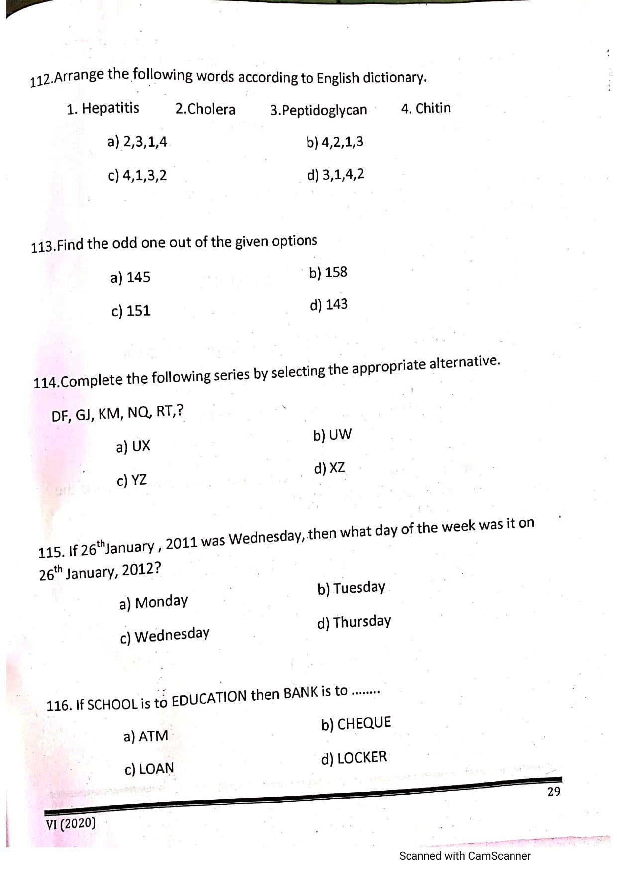 JKSSEE 2020 Class 6 Question Paper - Page 28