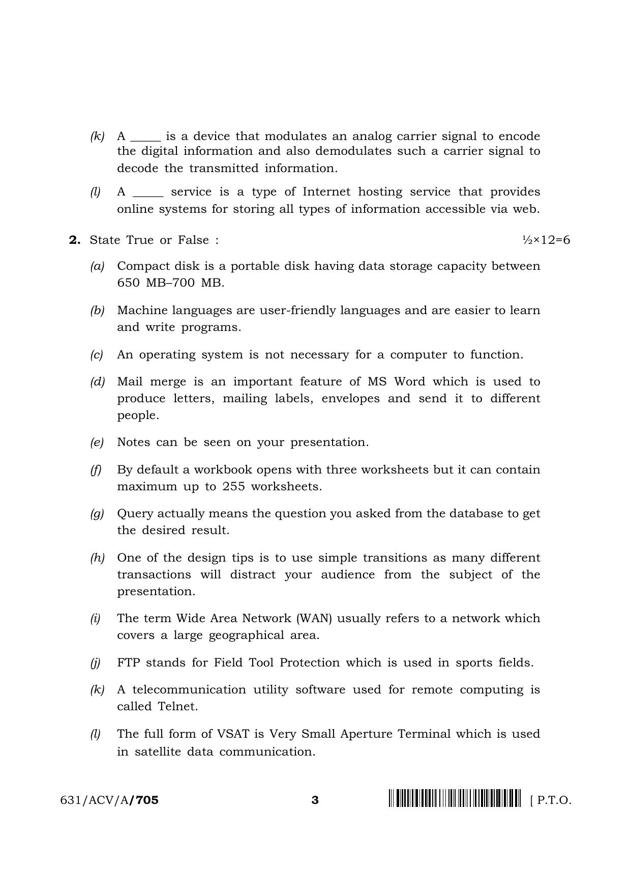 NIOS 2024 Class 12 Computer And Office Applications Question Paper - Page 3